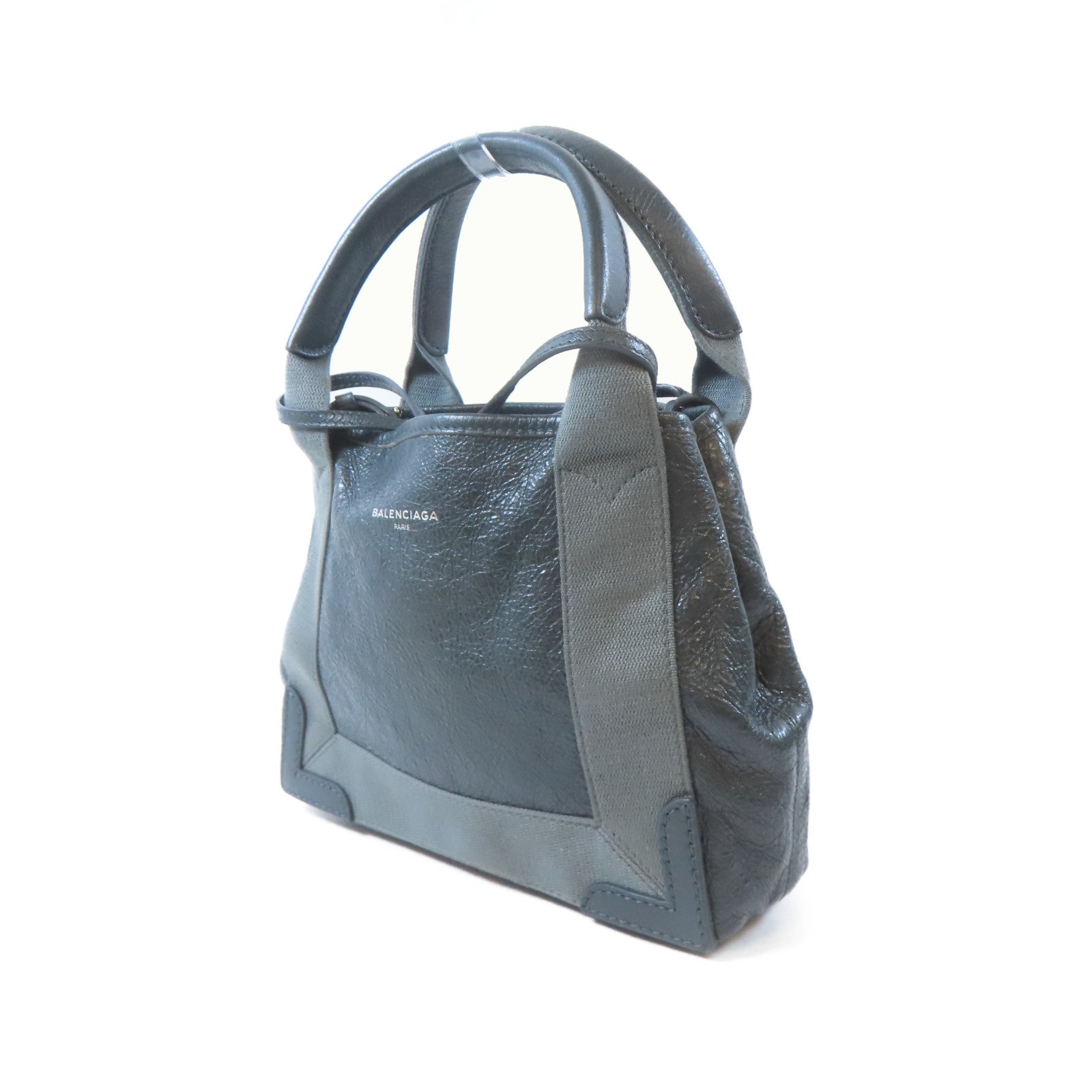 BALENCIAGA 牛皮皮革2 Way Shoulder Bag銀扣手挽肩背兩用袋灰色