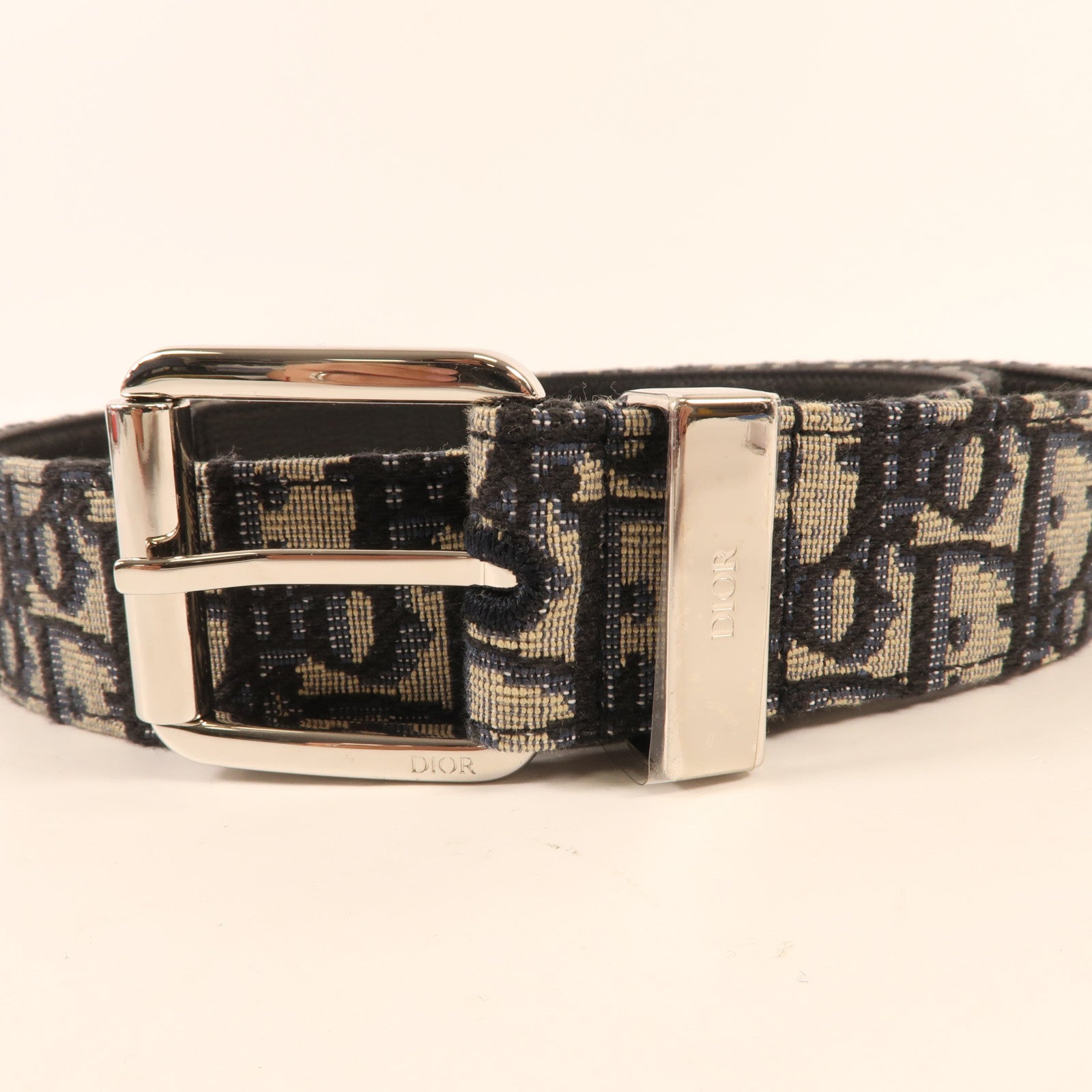 Dior 帆布Oblique銀扣皮帶
