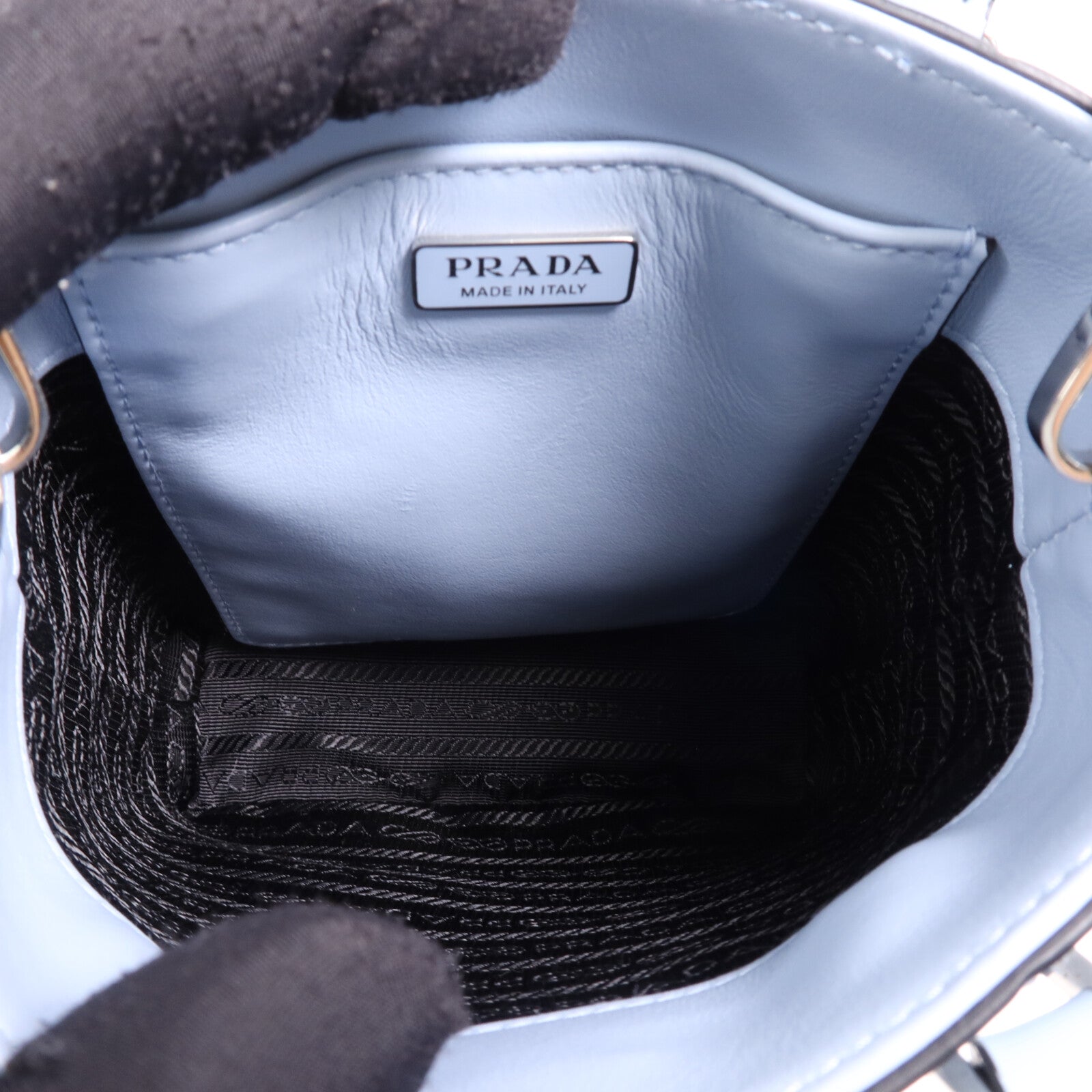 PRADA 牛皮皮革2 Way Shoulder Bag銀扣手挽肩背兩用袋