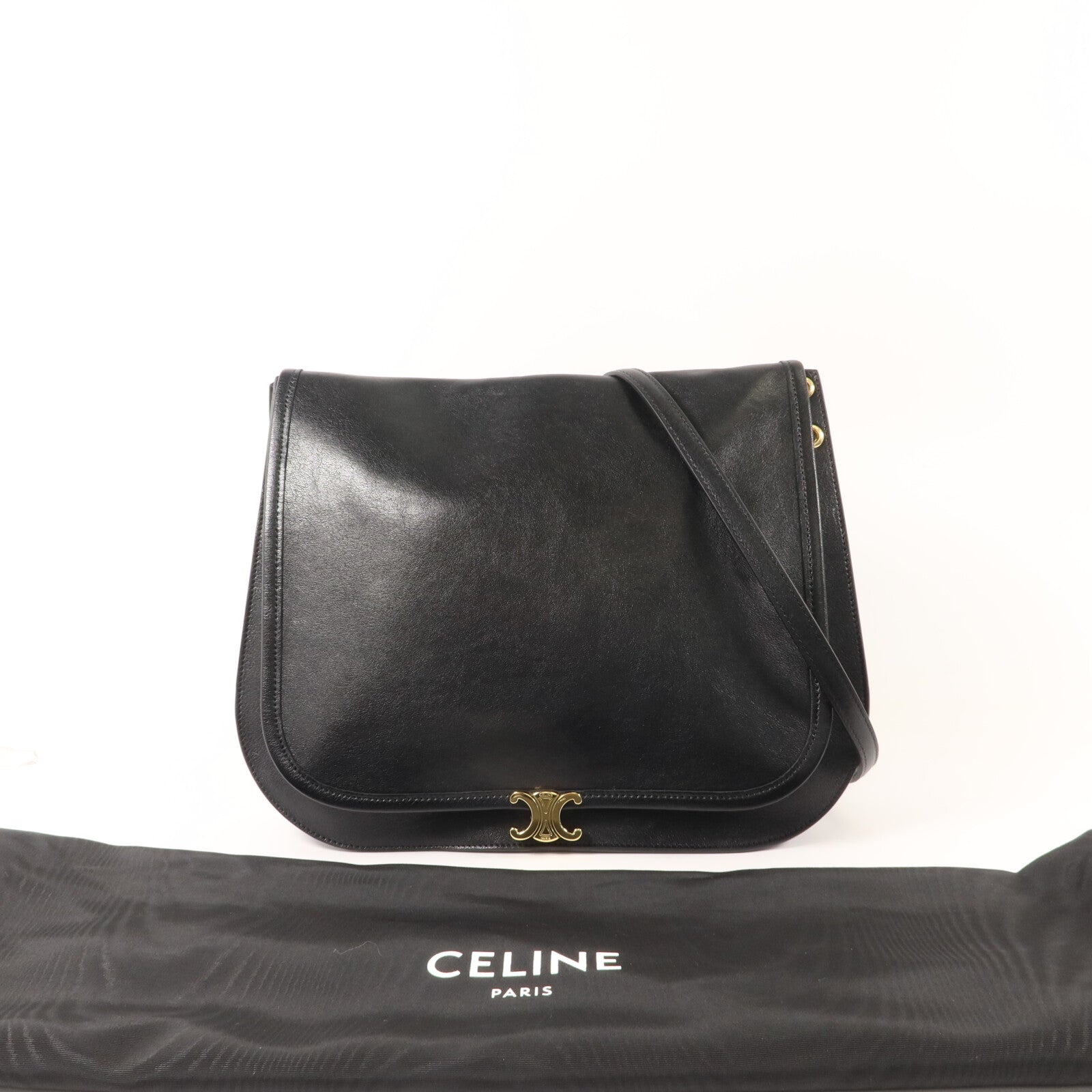 CELINE 牛皮皮革Soft Triomphe Besace肩背袋