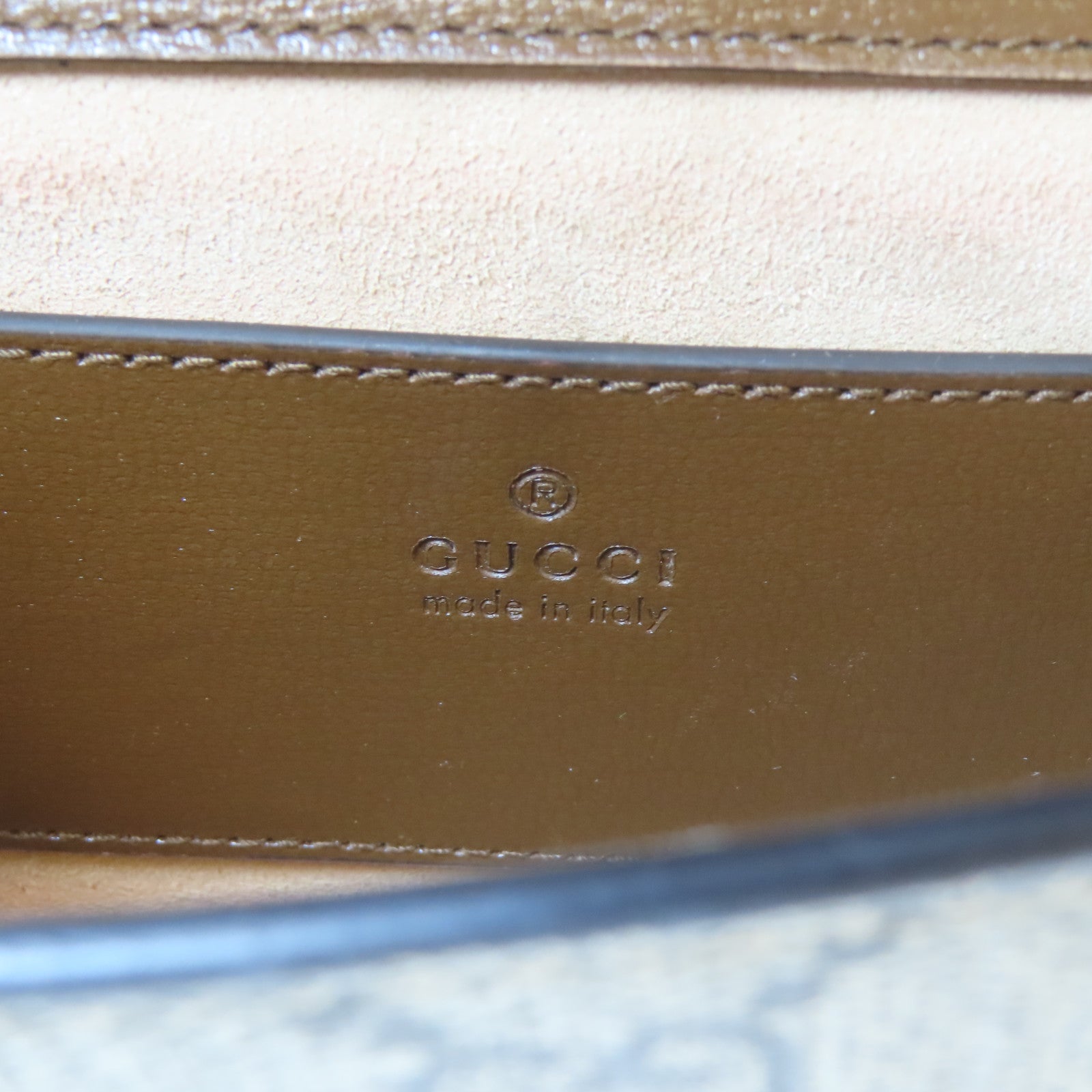 GUCCI 塗層帆布Horsebit 1955 Mini Bag金扣手挽肩背兩用袋啡色