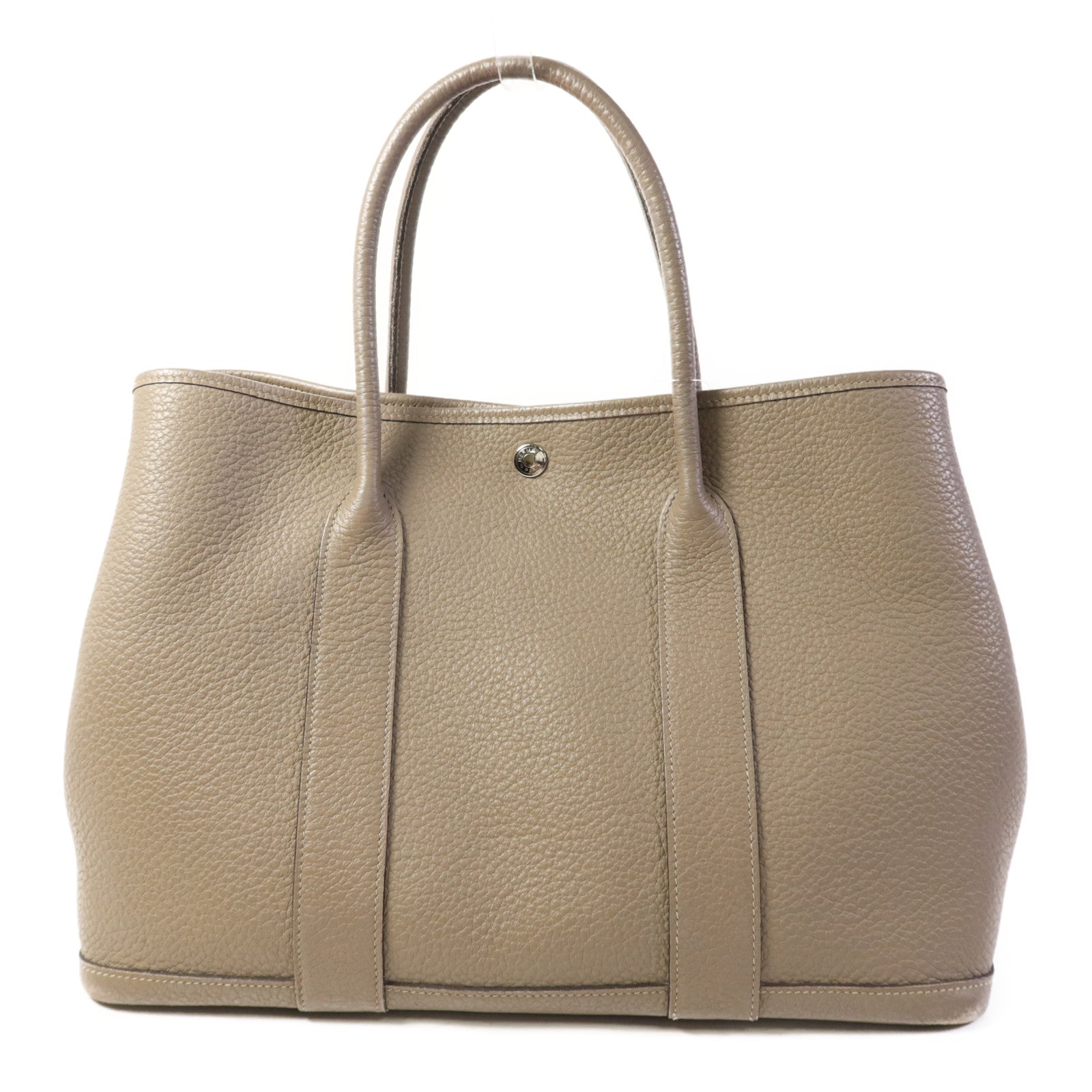 HERMES Country皮革Garden Party PM銀扣手挽袋Gris Asphalt