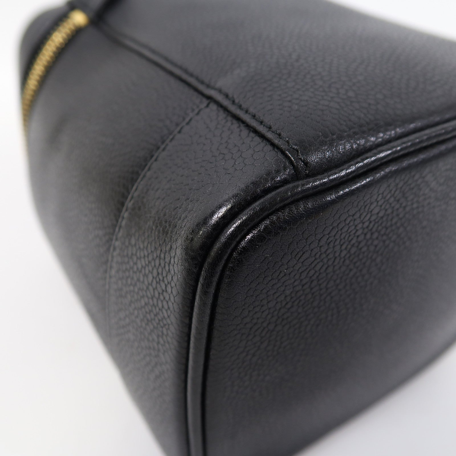 CHANEL 【激減優惠】Caviar皮革Vanity Bag金扣手挽袋黑色