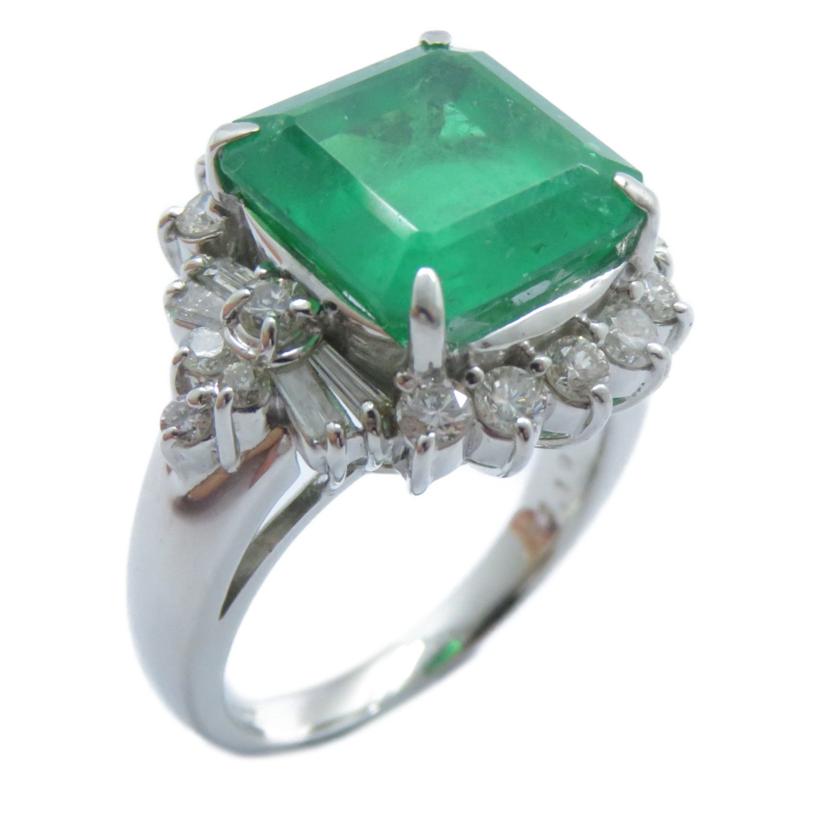 JEWELRY 【激減優惠】PT900鉑金Emerald Diamond Ring 6.22ct綠寶石/1.19ct鑽石戒指US#6.5