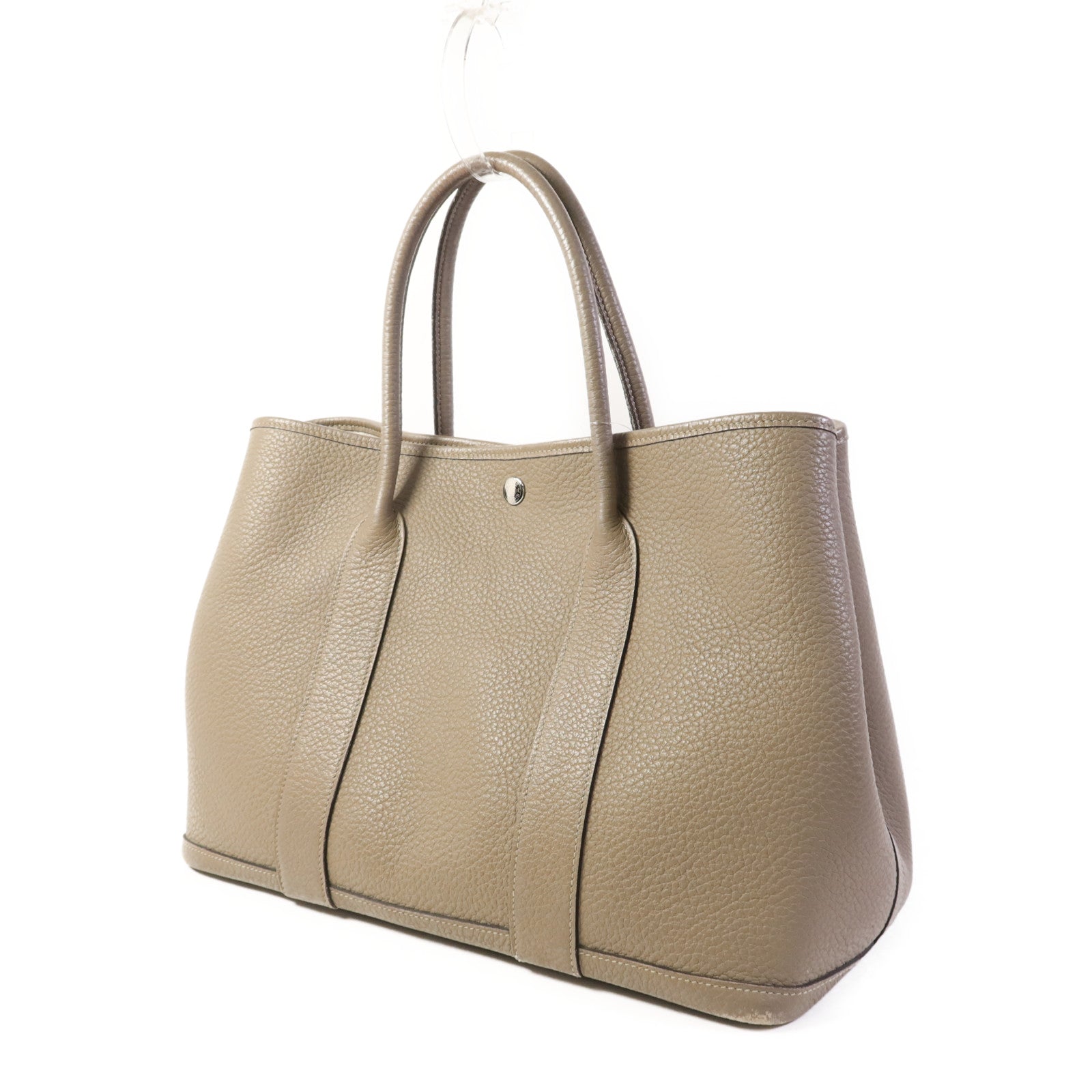 HERMES Country皮革Garden Party PM銀扣手挽袋Gris Asphalt