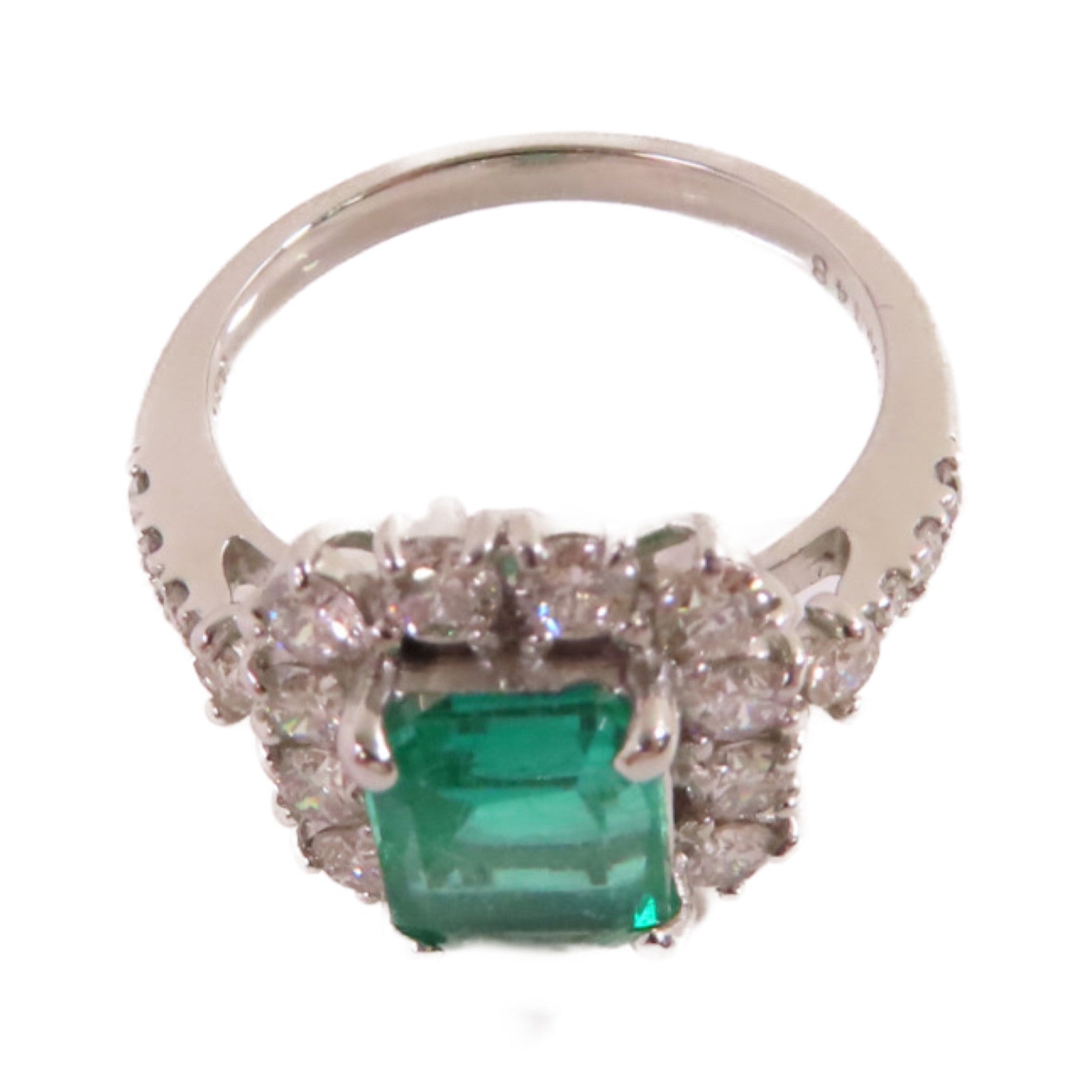 JEWELRY PT950鉑金/1.48ct綠寶石/0.86ct鑽石Emerald Diamond Ring戒指US#5.75
