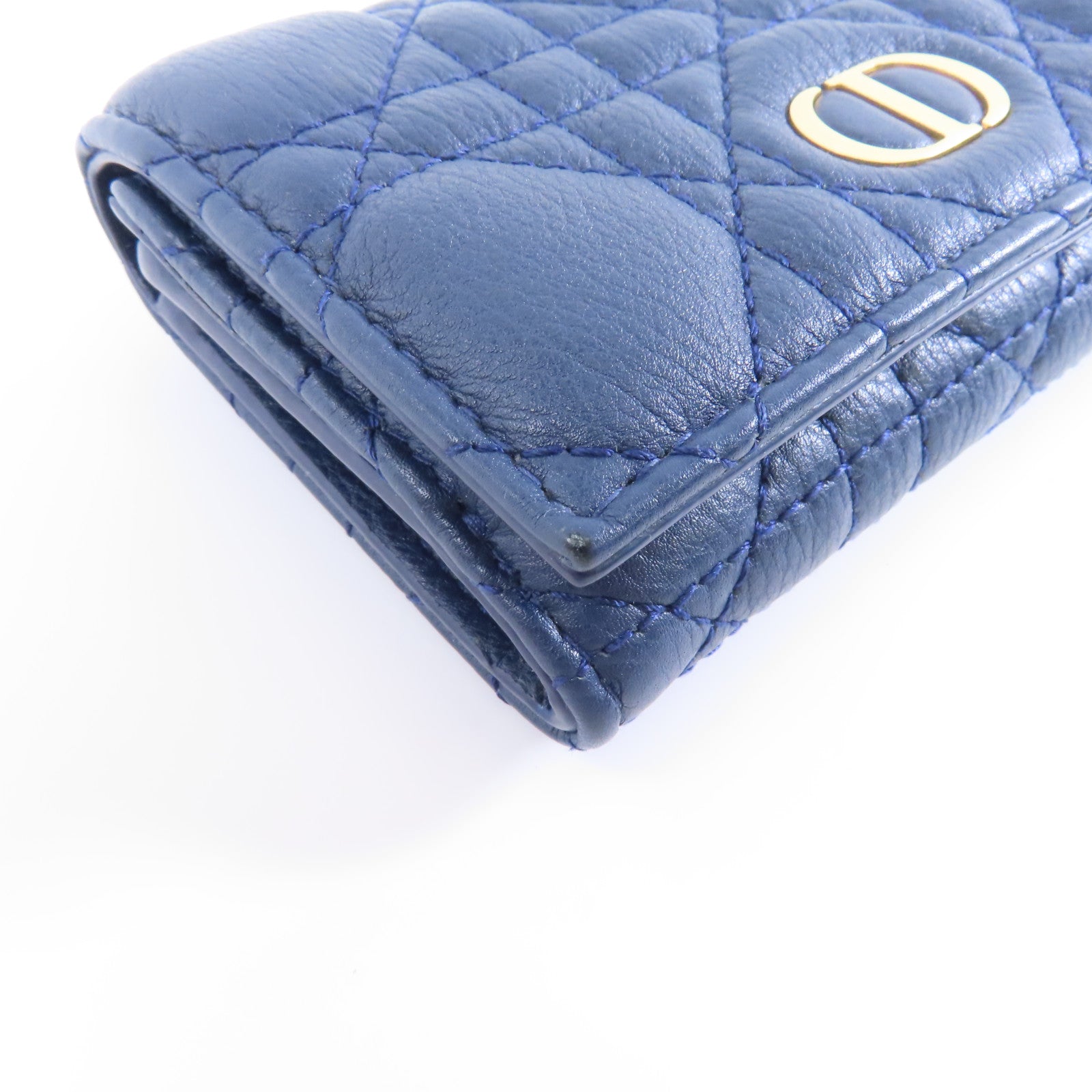 Dior 羊皮皮革Card Case金扣卡片套藍色