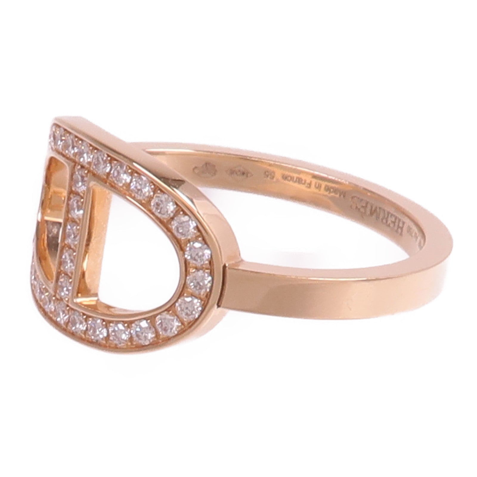 HERMES 18K玫瑰金Chaine d'ancre Contour鑽石戒指