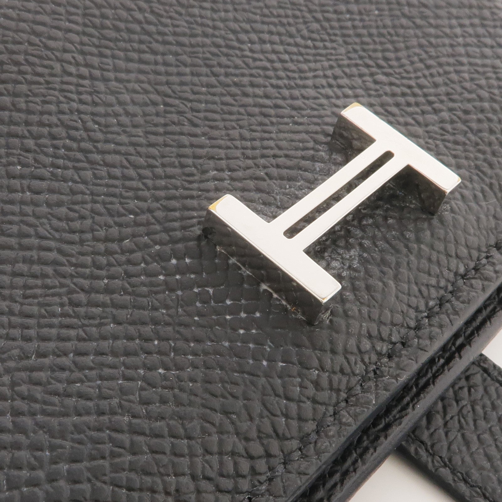 HERMES Epsom皮革Bearn Card Holder銀扣卡片套Noir