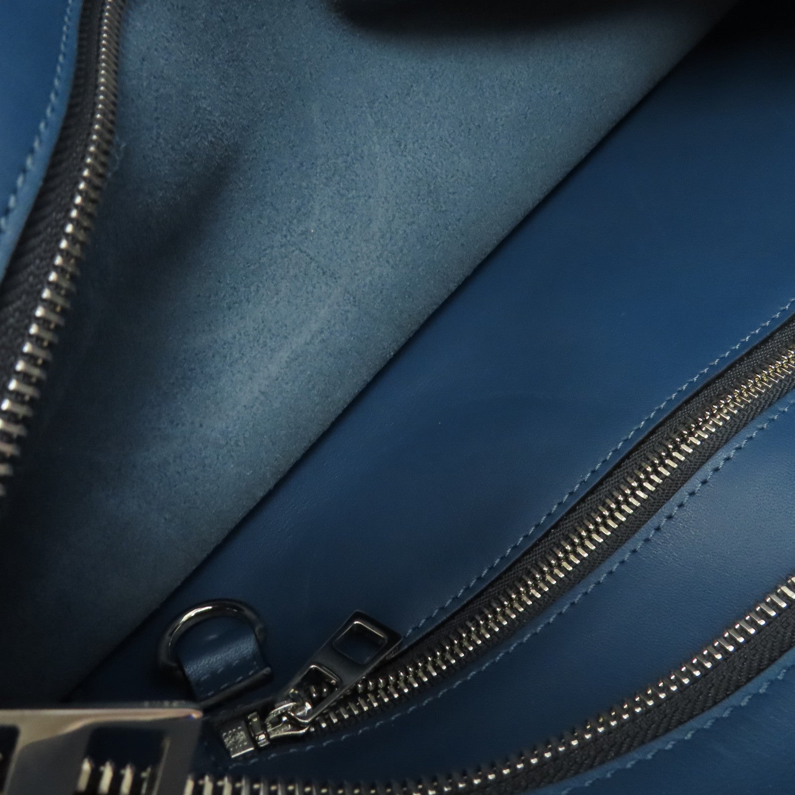 LOEWE 牛皮皮革Tote Bag銀扣手挽袋藍色