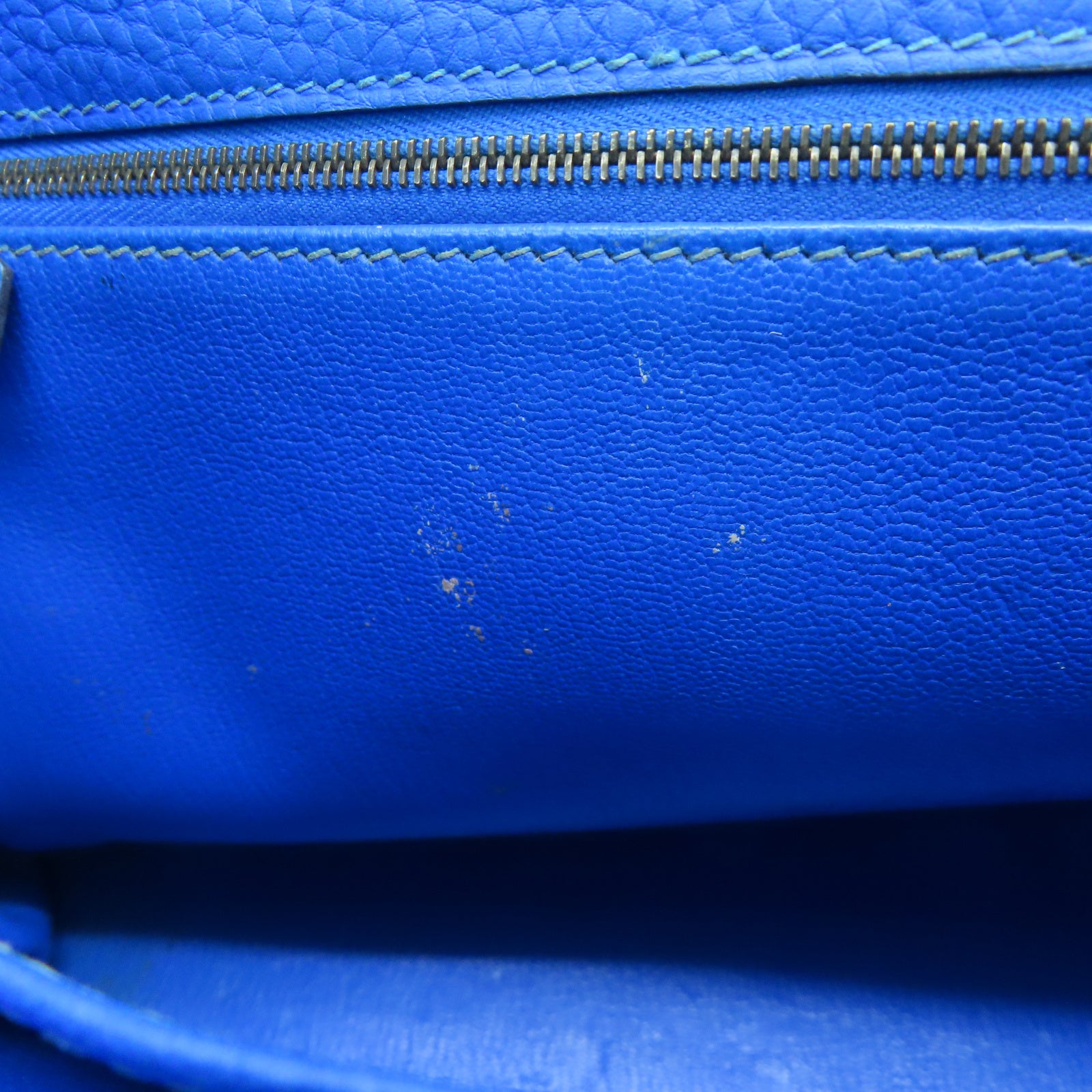 HERMES Taurillon Clemence皮革Kelly 35金扣手挽肩背两用袋希腊蓝色