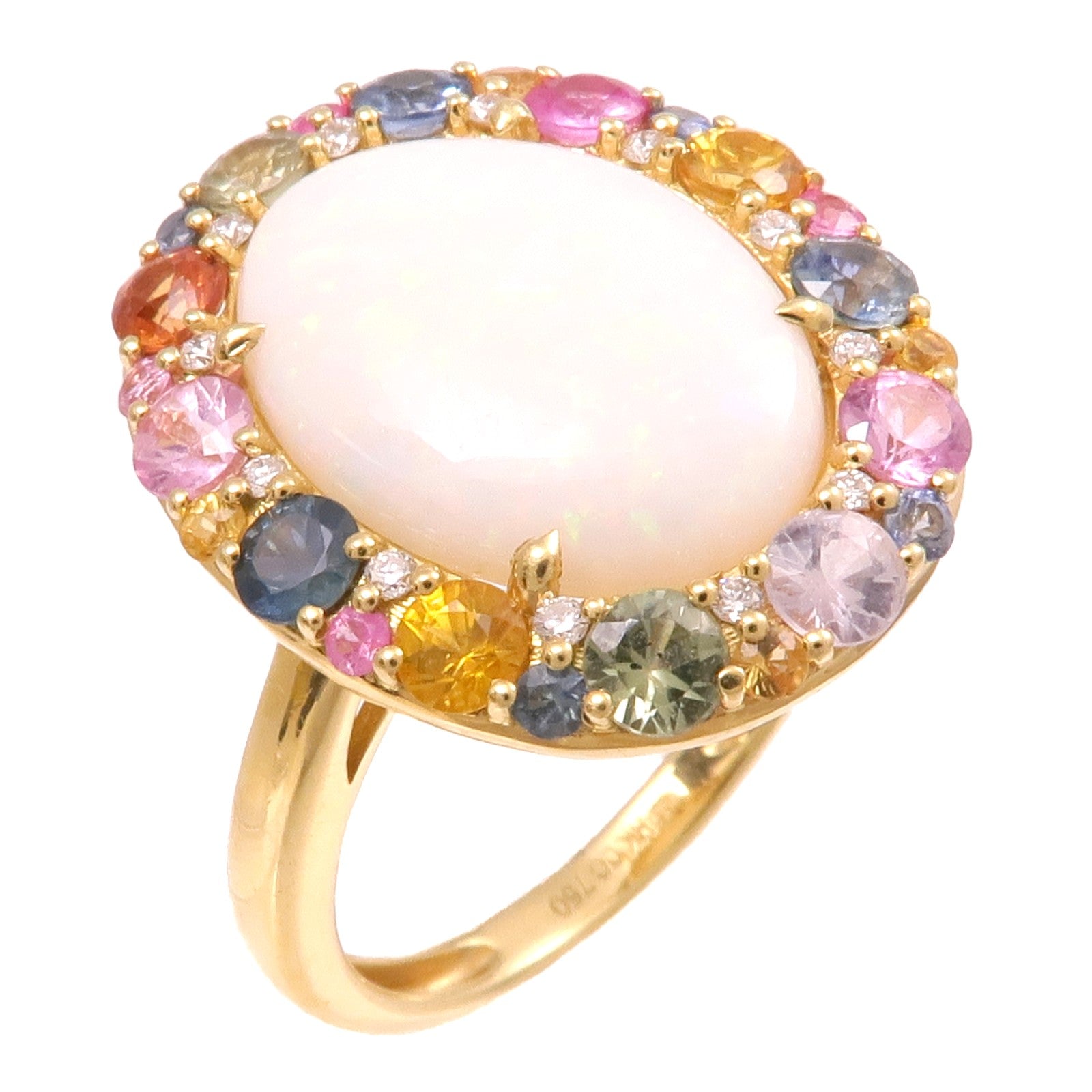 JEWELRY 18K黃金Opal Color Stone Ring蛋白石/彩色寶石戒指US#6.75
