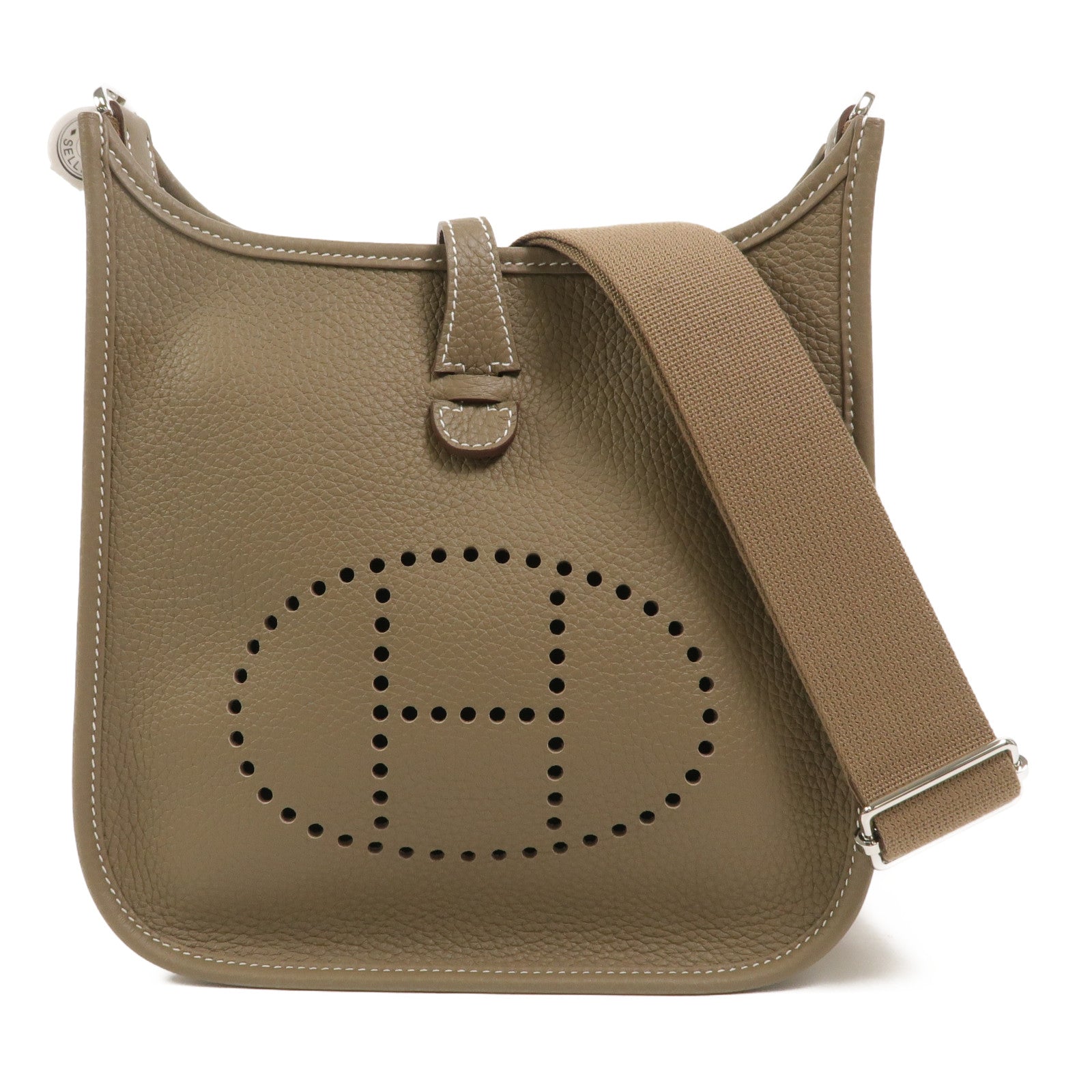 HERMES Clemence皮革Evelyne 23肩背袋Etoupe