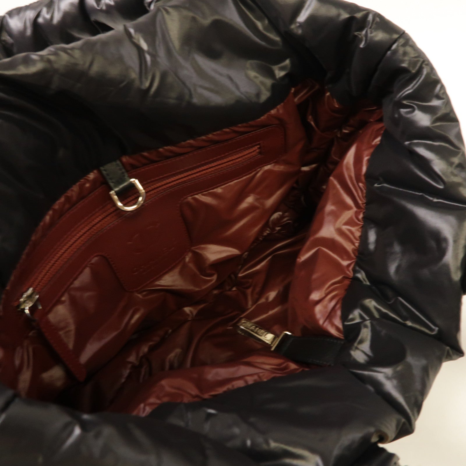CHANEL 菱格尼龍Cocoon Bag銀扣手挽袋黑色