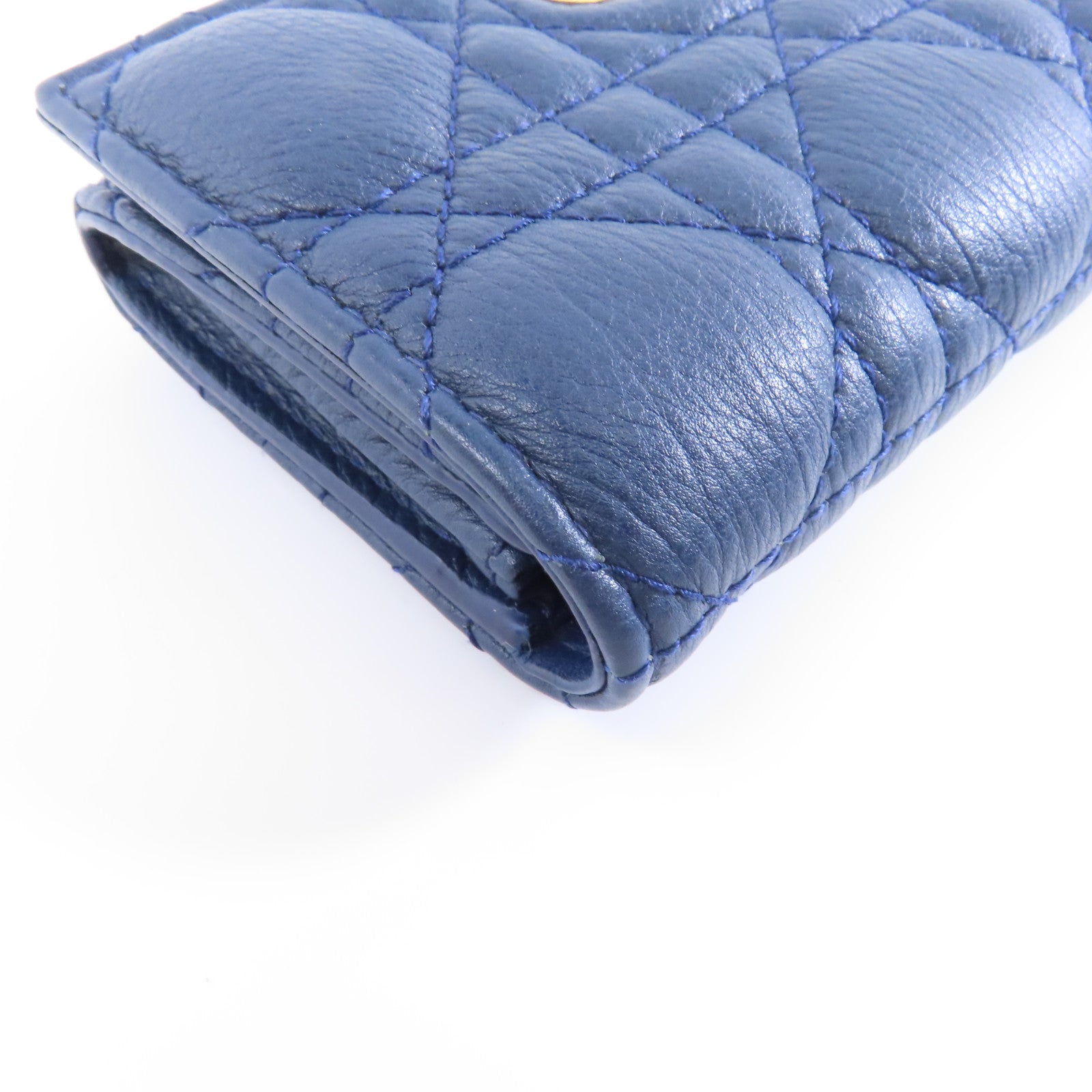 Dior 羊皮皮革Card Case金扣卡片套藍色