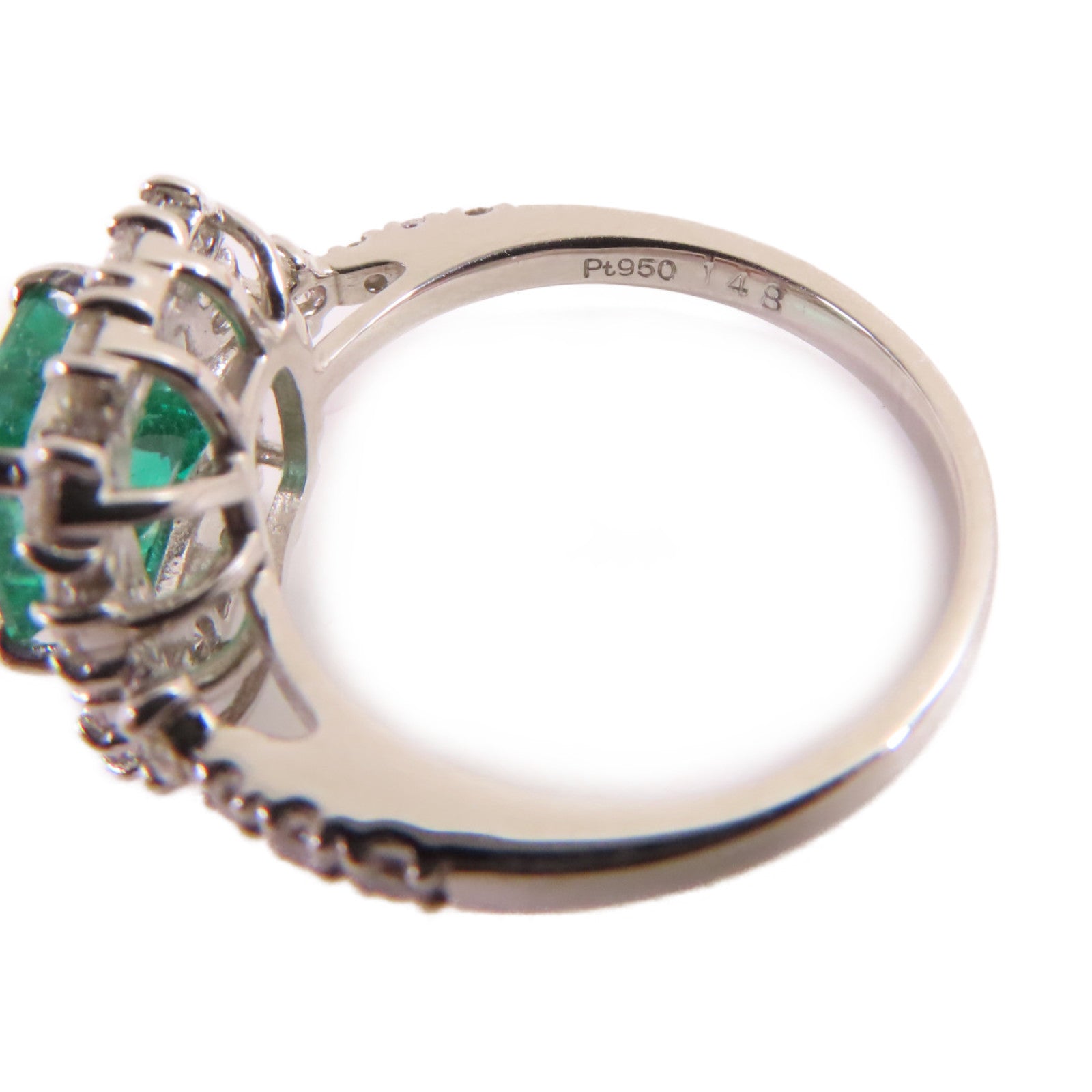 JEWELRY PT950鉑金/1.48ct綠寶石/0.86ct鑽石Emerald Diamond Ring戒指US#5.75