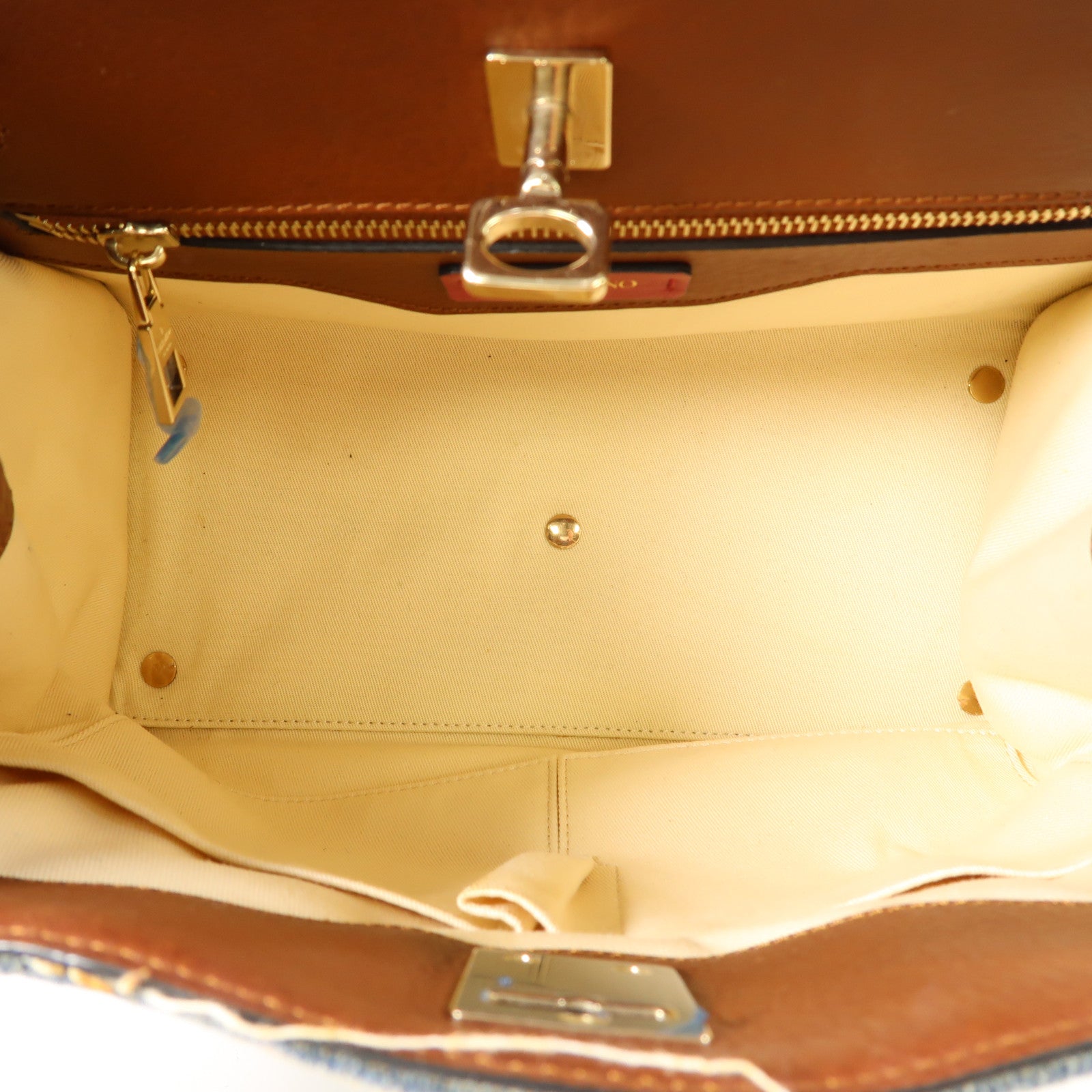 Valentino 牛仔布2 Way Shoulder Bag金扣手挽肩背兩用袋藍色