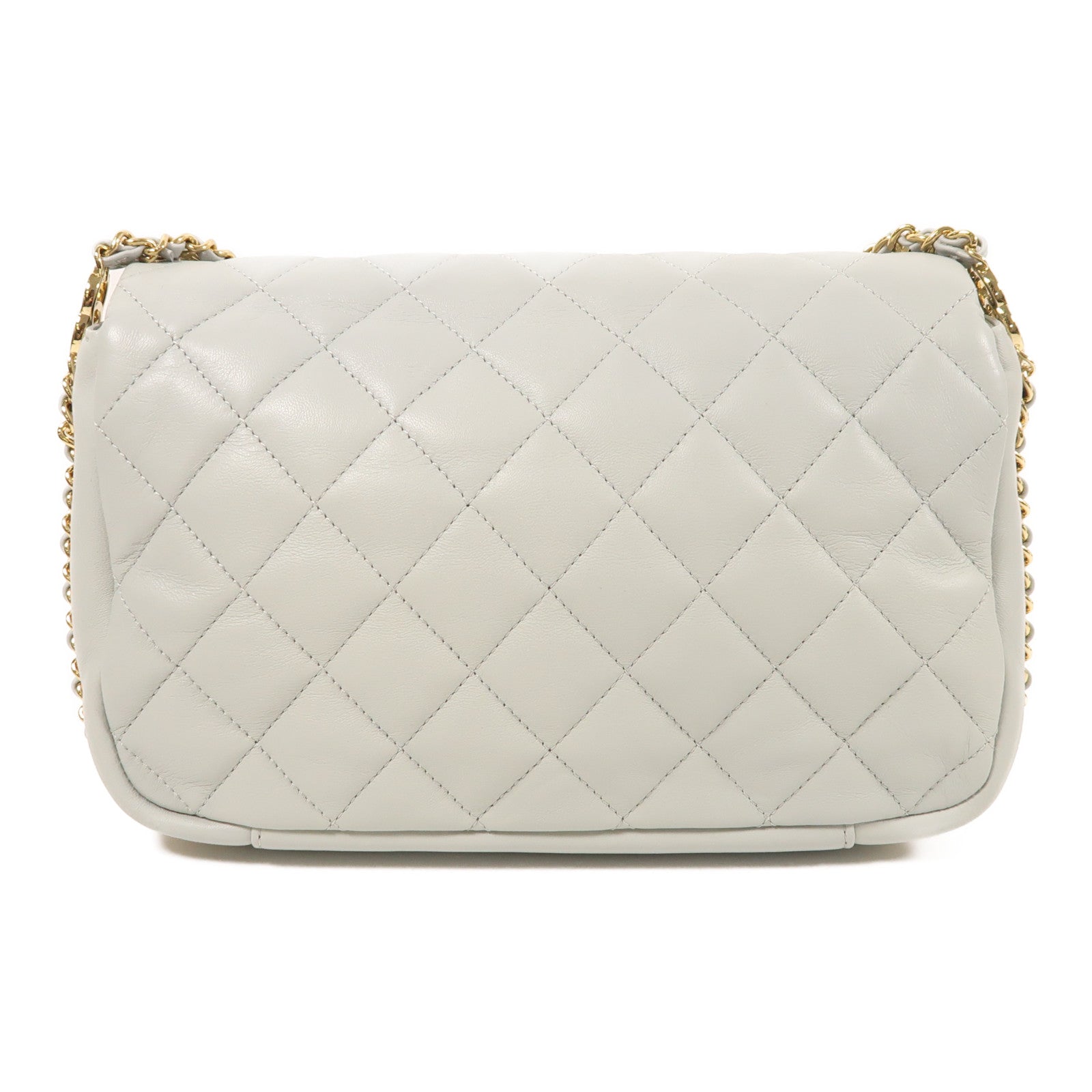 CHANEL 牛皮皮革Chain Shoulder金扣鏈帶肩背袋