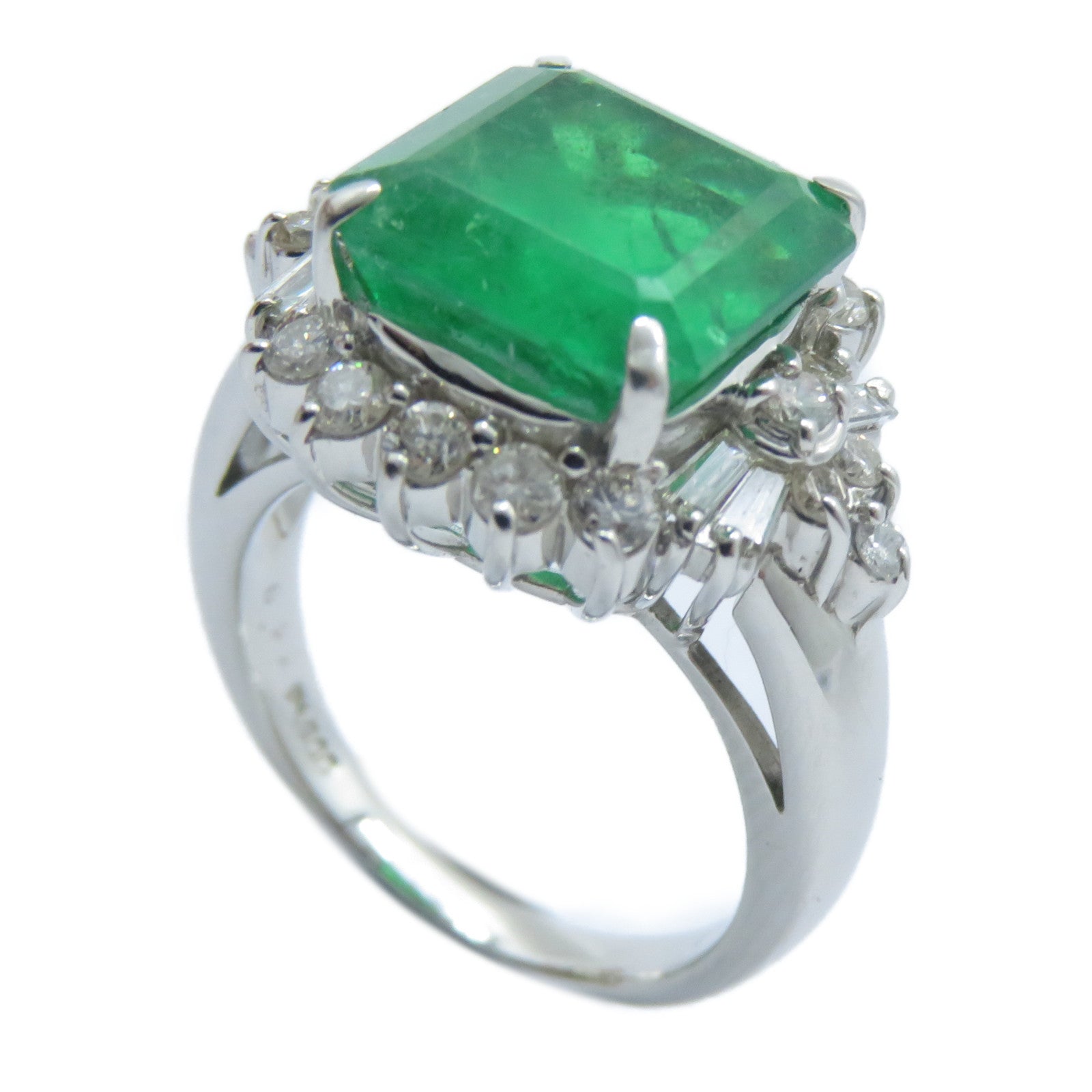 JEWELRY 【激減優惠】PT900鉑金Emerald Diamond Ring 6.22ct綠寶石/1.19ct鑽石戒指US#6.5