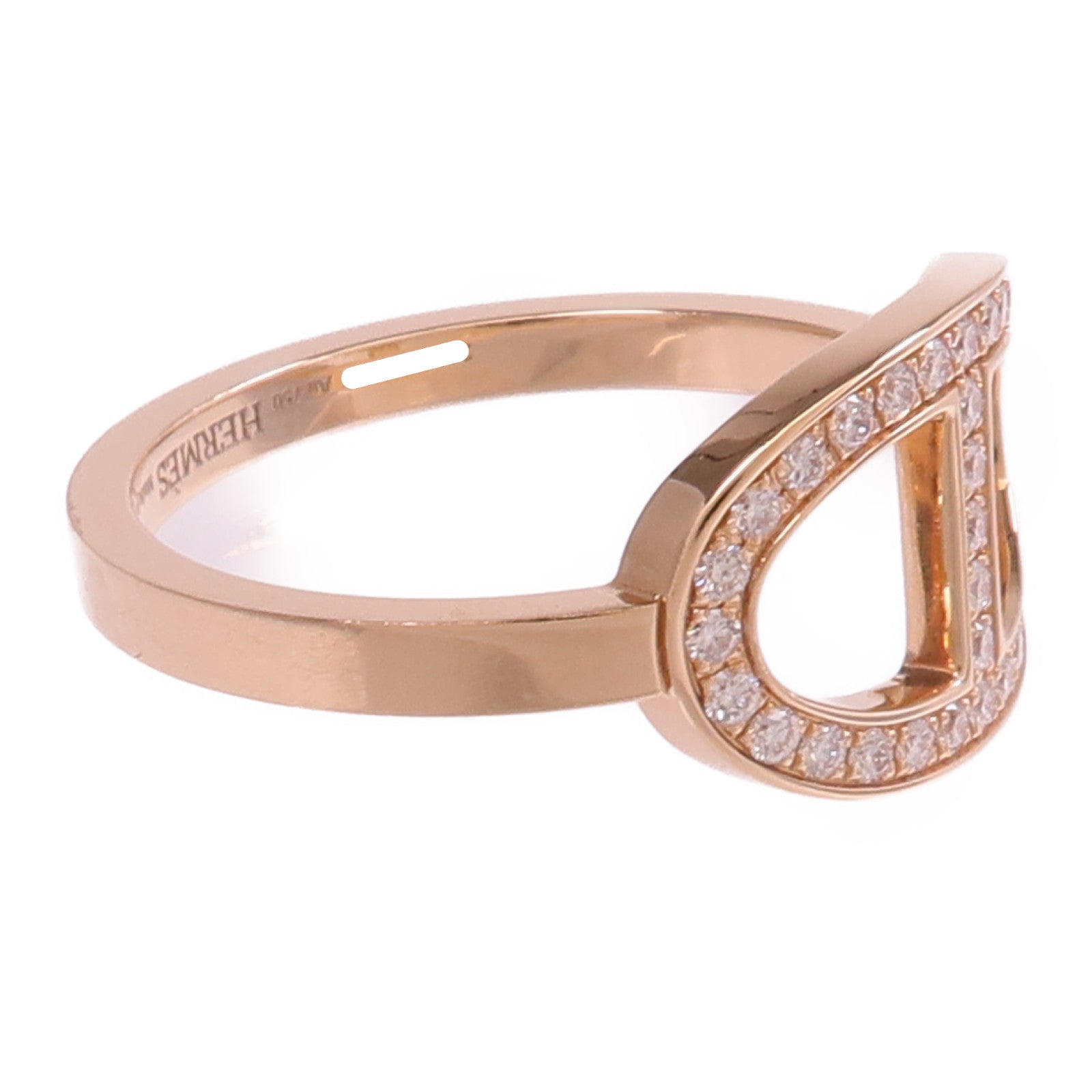 HERMES 18K玫瑰金Chaine d'ancre Contour鑽石戒指