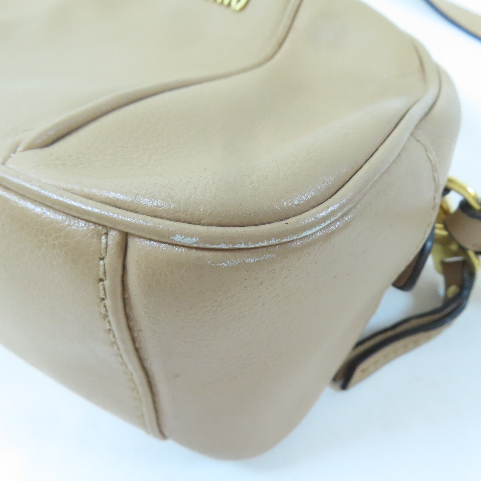 Miu Miu 牛皮皮革Shoulder Bag肩背袋米色