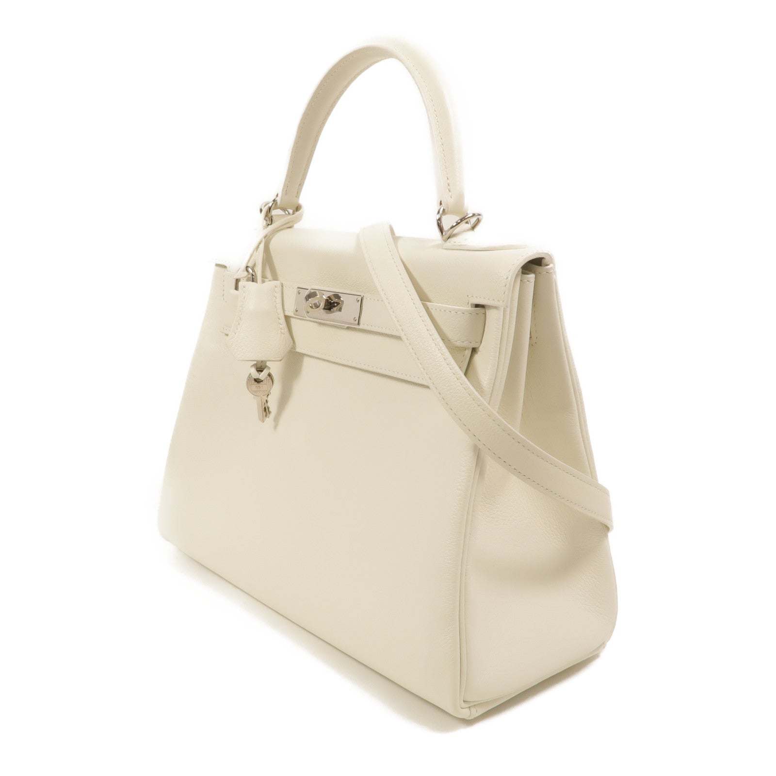 HERMES Evercolor皮革Kelly 28手挽肩背兩用袋Blanc