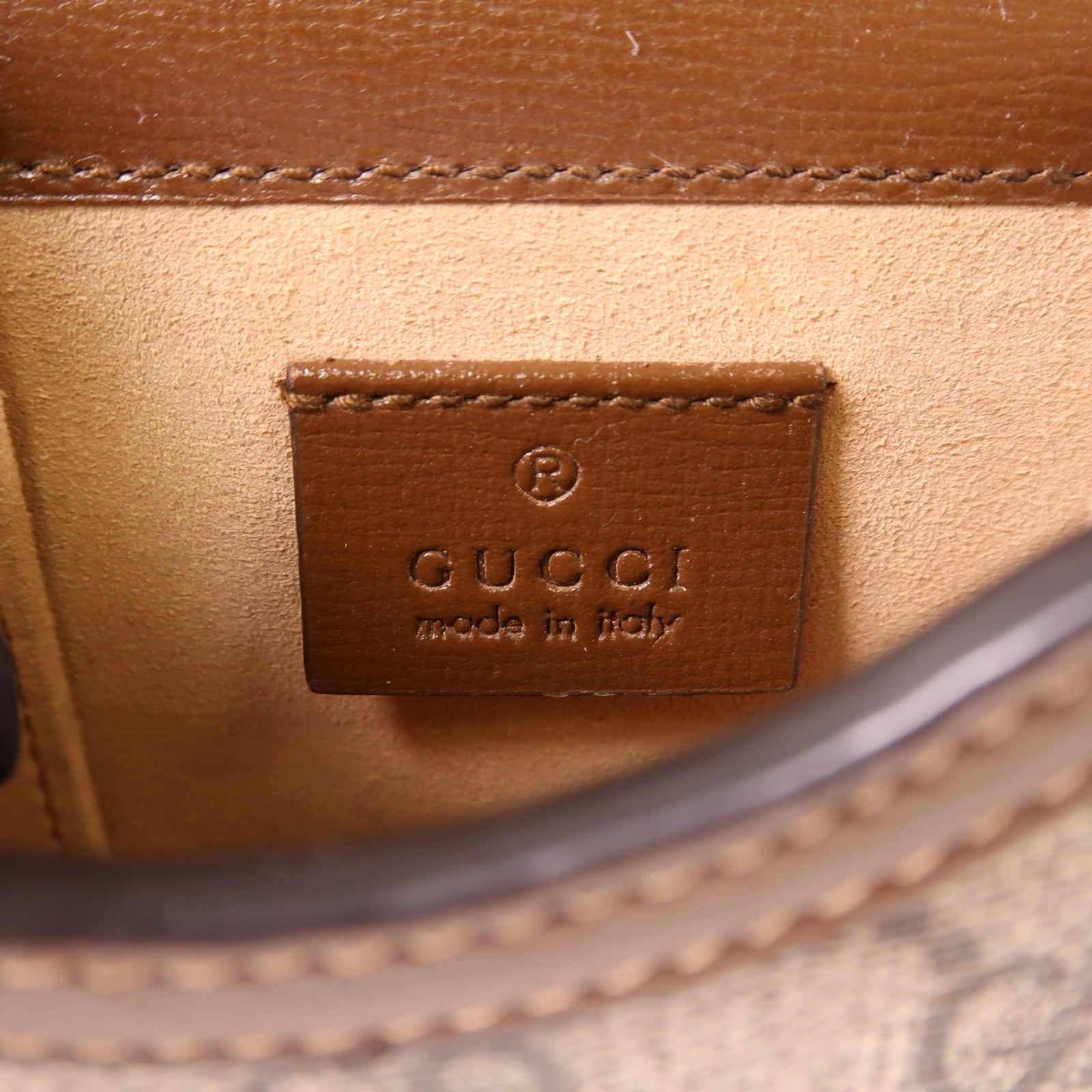 GUCCI 塗層帆布Horsebit 1955 Mini金扣肩背袋