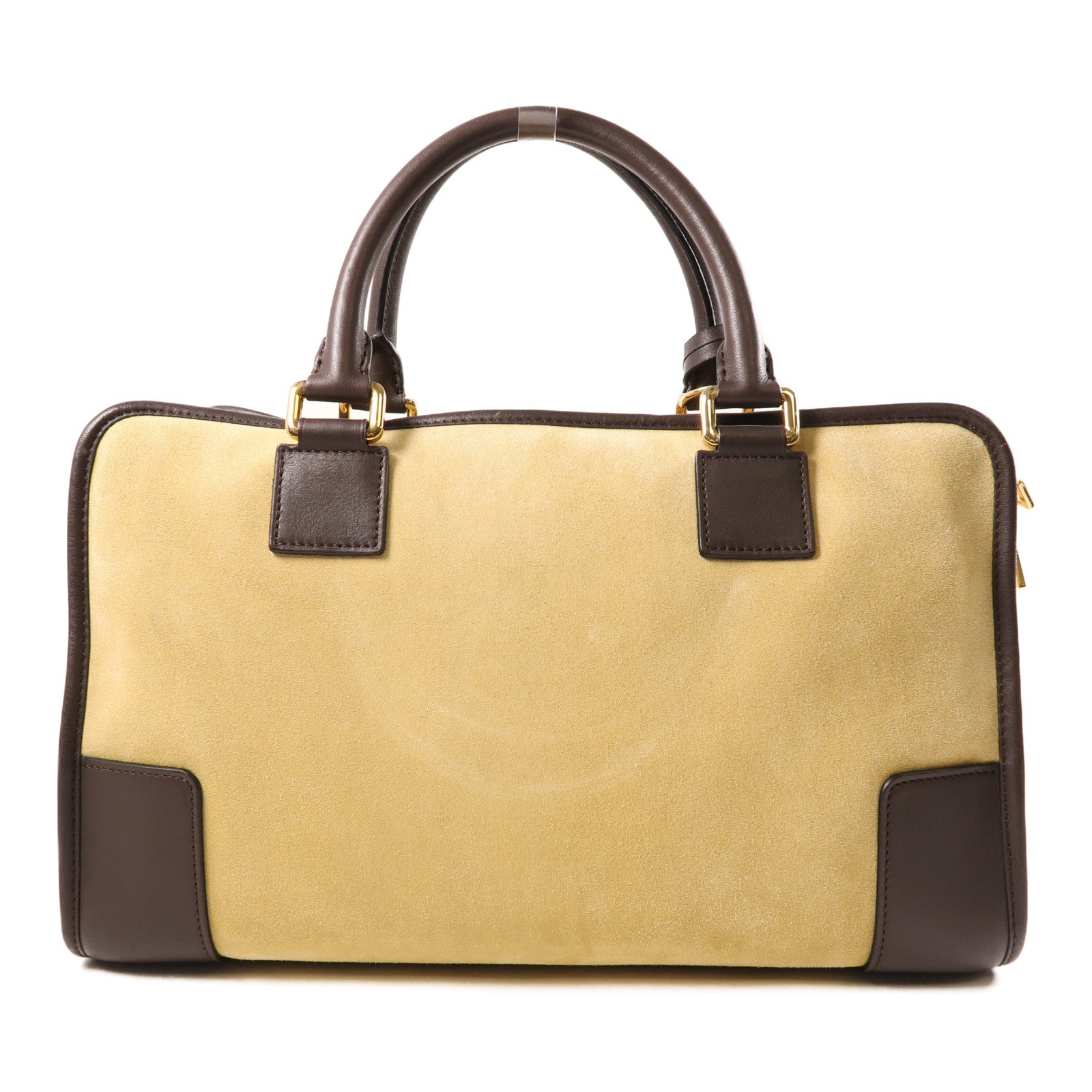 LOEWE 麂皮皮革/牛皮皮革Amazona金扣手挽肩背兩用袋棕色