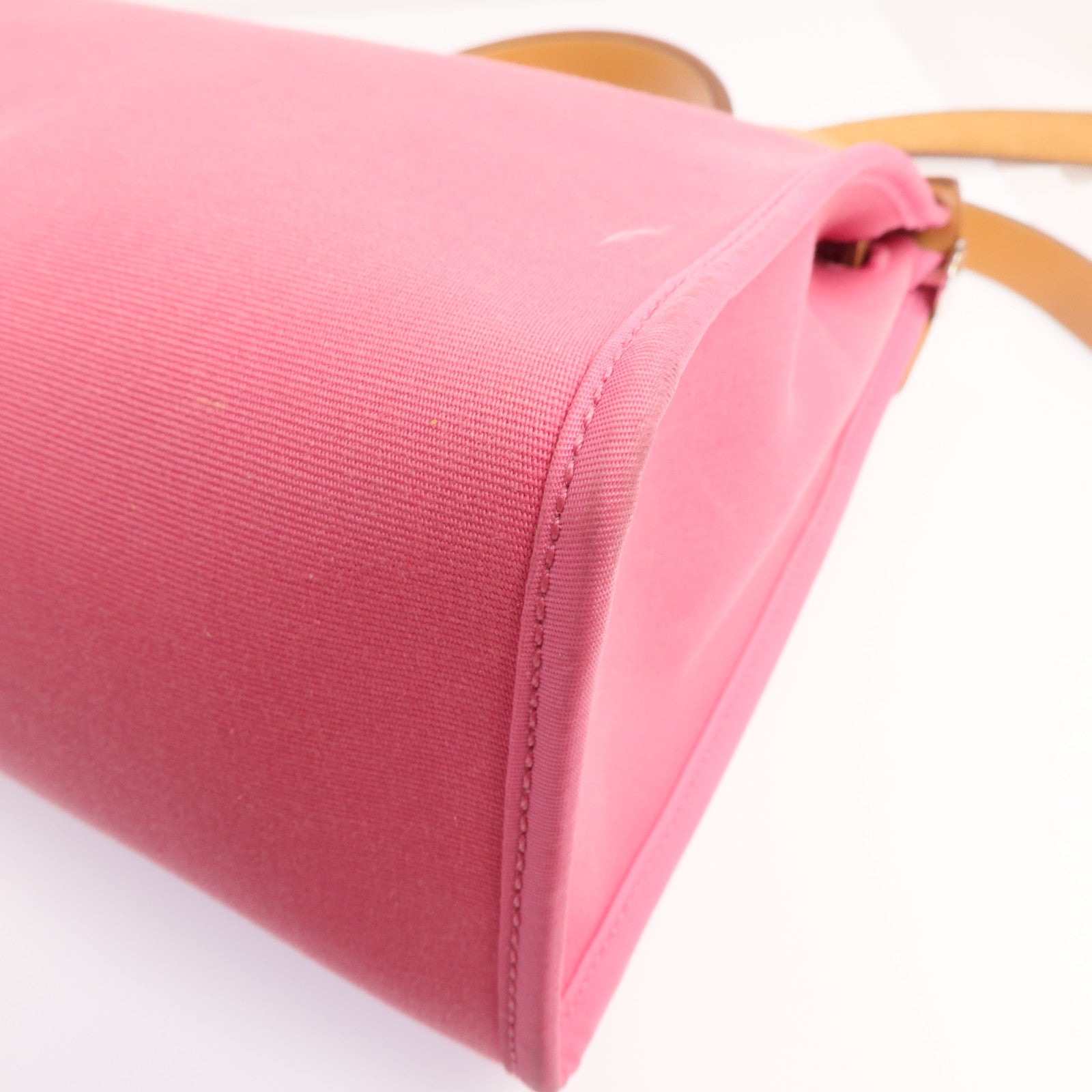 HERMES 帆布Herbag PM銀扣手挽肩背兩用袋Bois de Rose