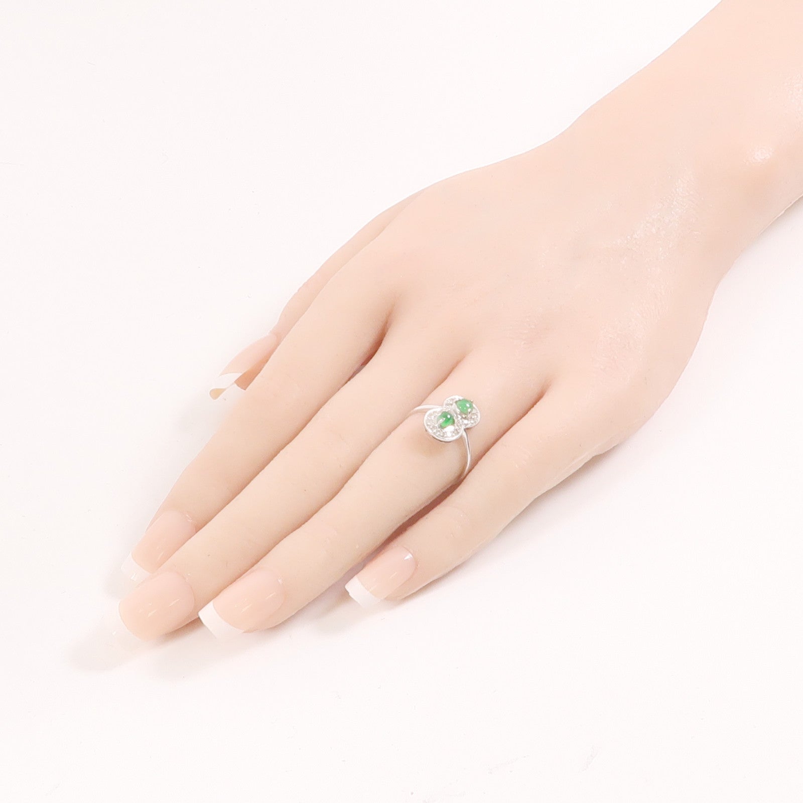 JEWELRY 【激減優惠】18K白金Jade Ring綠寶石戒指US#6