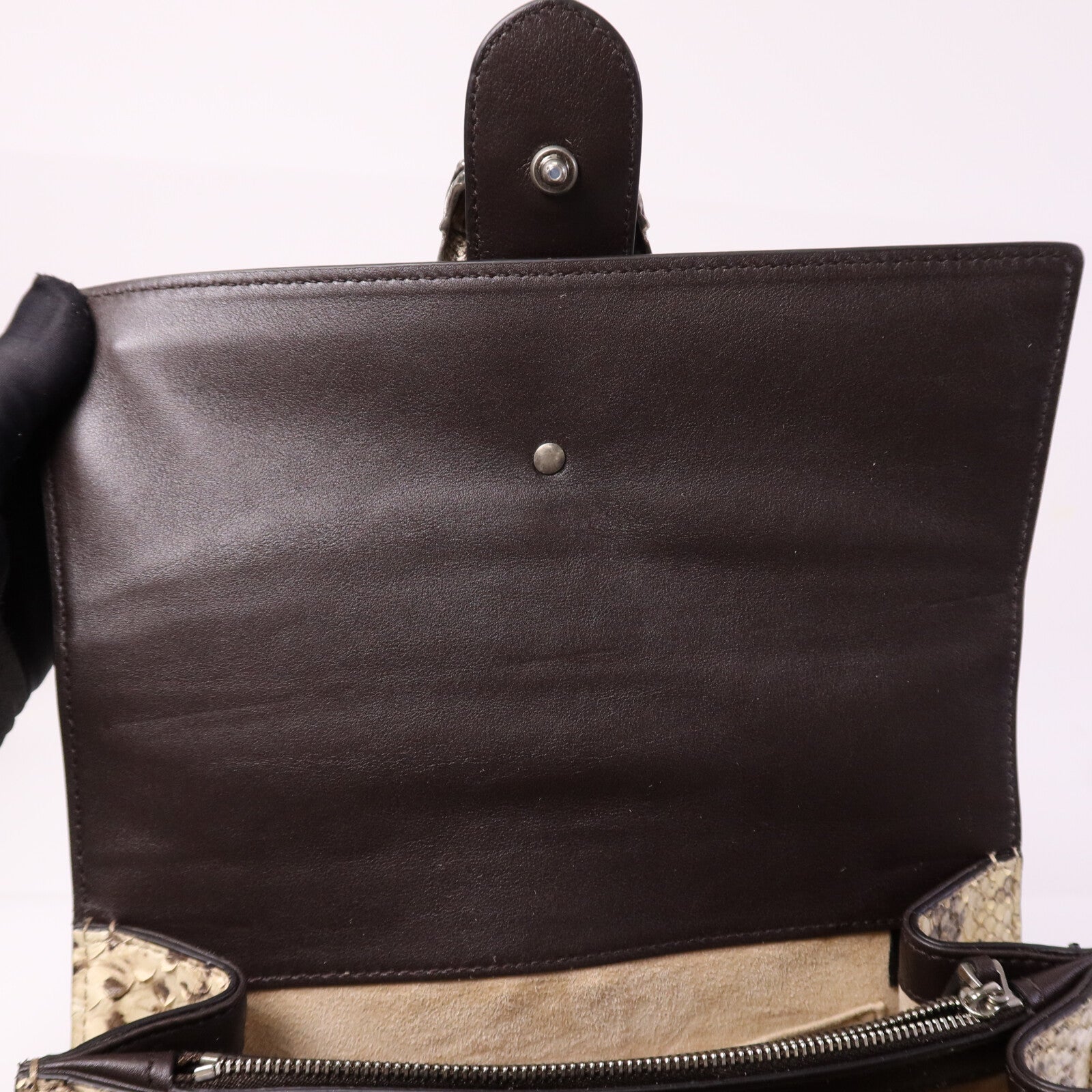 GUCCI 蛇皮皮革Dionysus Bamboo Top Handle銀扣手挽肩背兩用袋