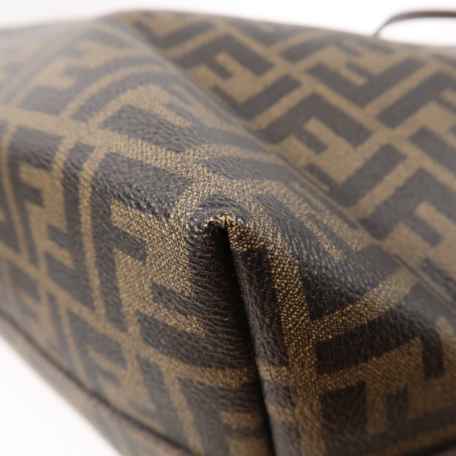 FENDI 塗層帆布Shoulder Tote金扣手挽袋啡色