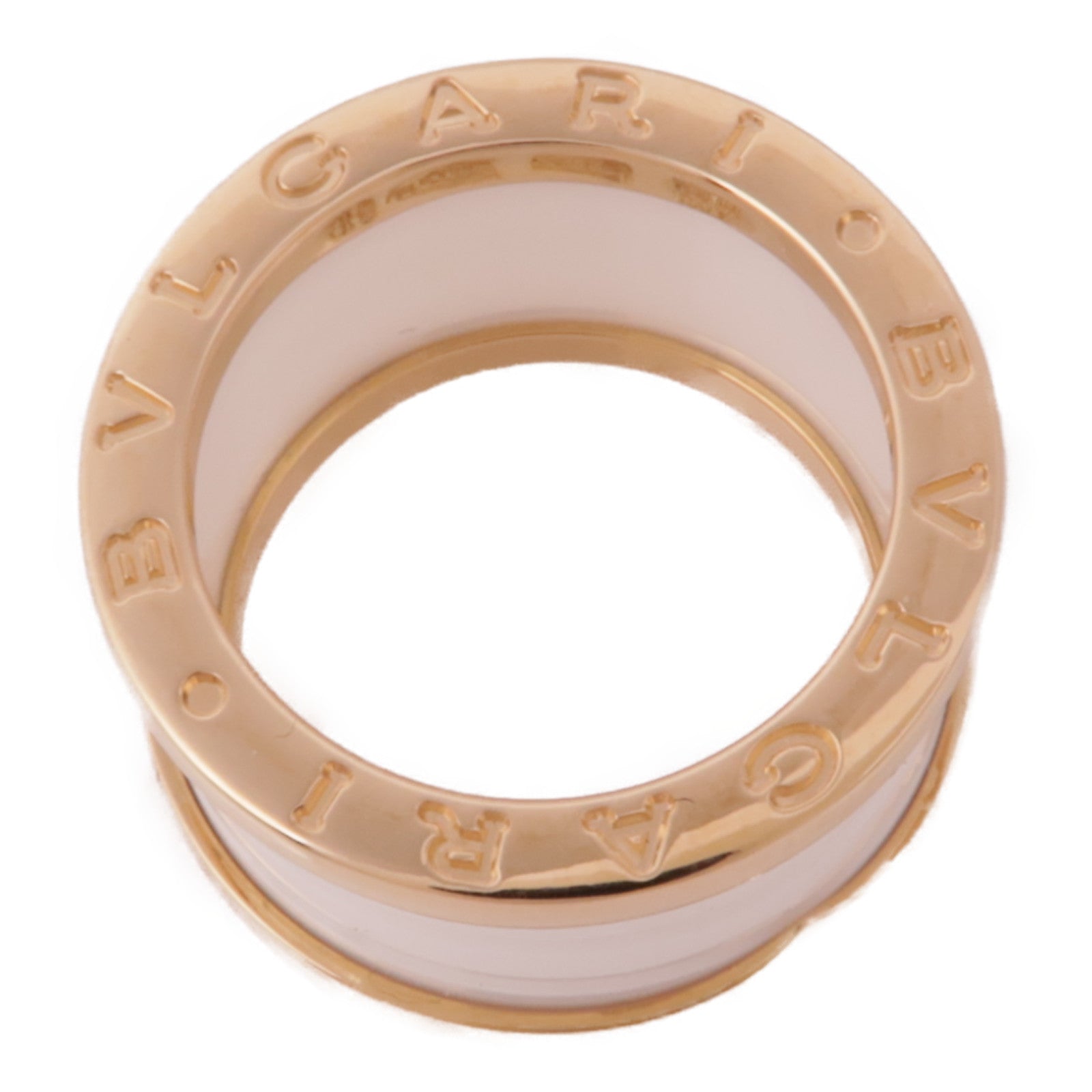 BVLGARI 18K玫瑰金/陶瓷B-zero1戒指Bvlgari#50/US#5