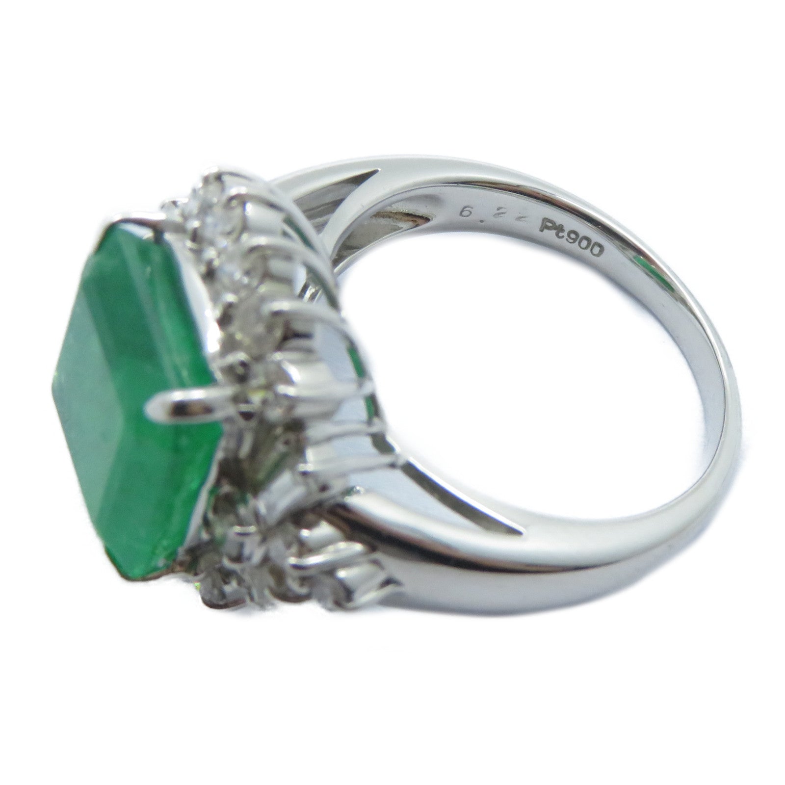 JEWELRY 【激減優惠】PT900鉑金Emerald Diamond Ring 6.22ct綠寶石/1.19ct鑽石戒指US#6.5