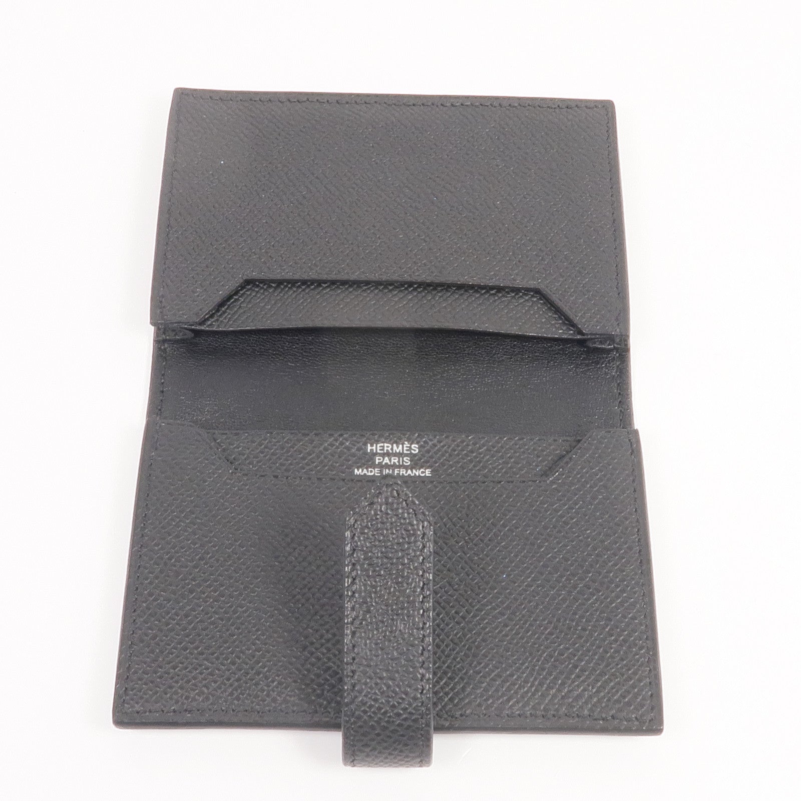 HERMES Epsom皮革Bearn Card Holder銀扣卡片套Noir