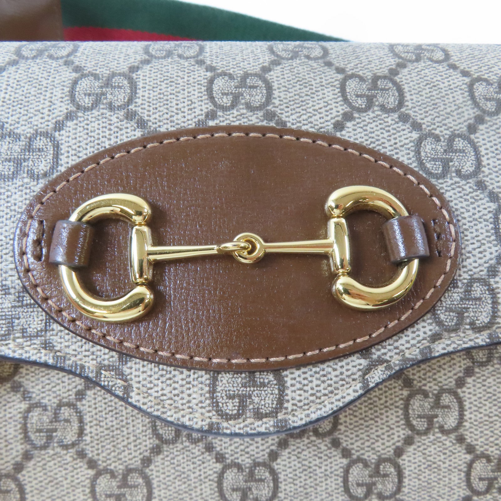 GUCCI 塗層帆布Horsebit 1955 Mini Bag金扣手挽肩背兩用袋啡色