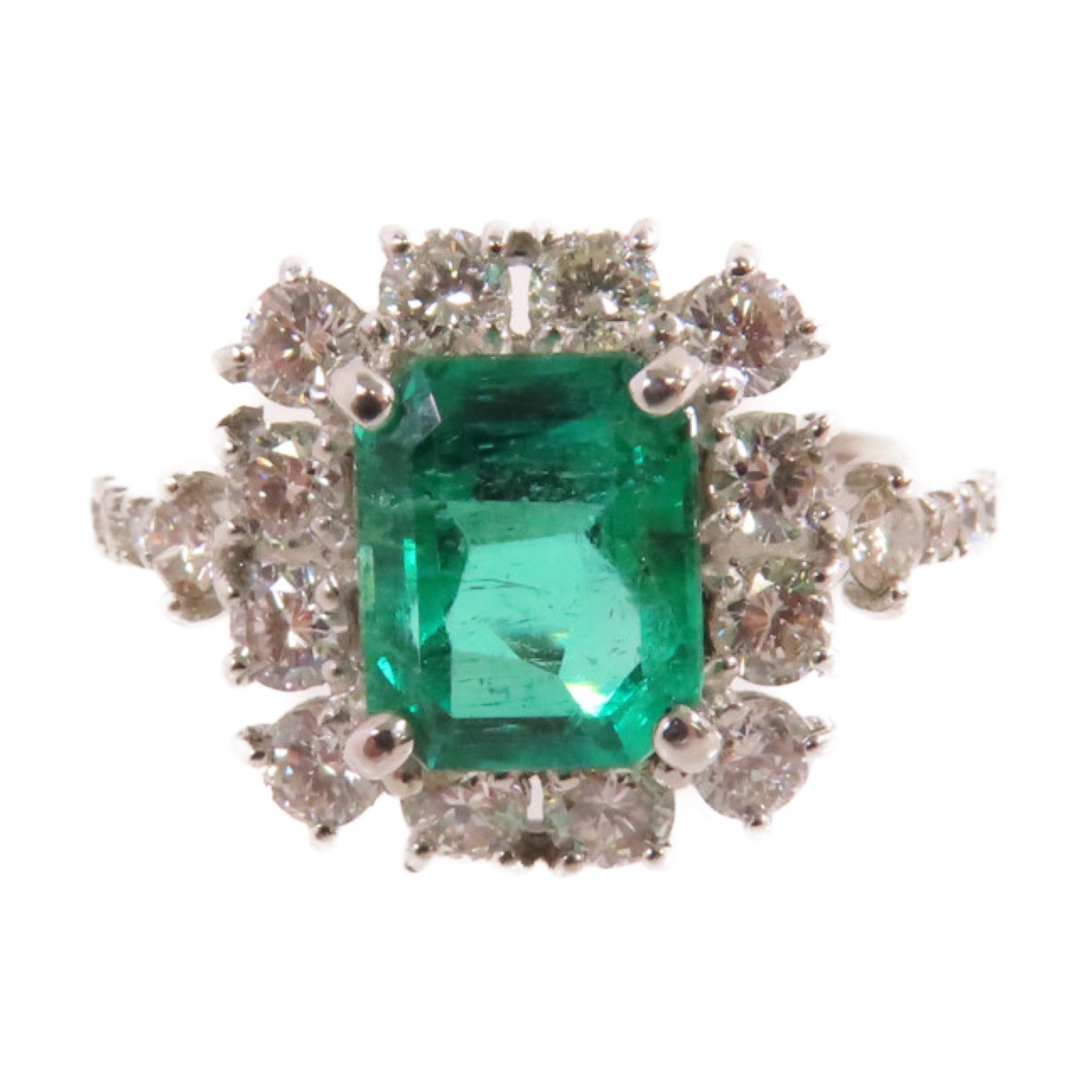 JEWELRY PT950鉑金/1.48ct綠寶石/0.86ct鑽石Emerald Diamond Ring戒指US#5.75