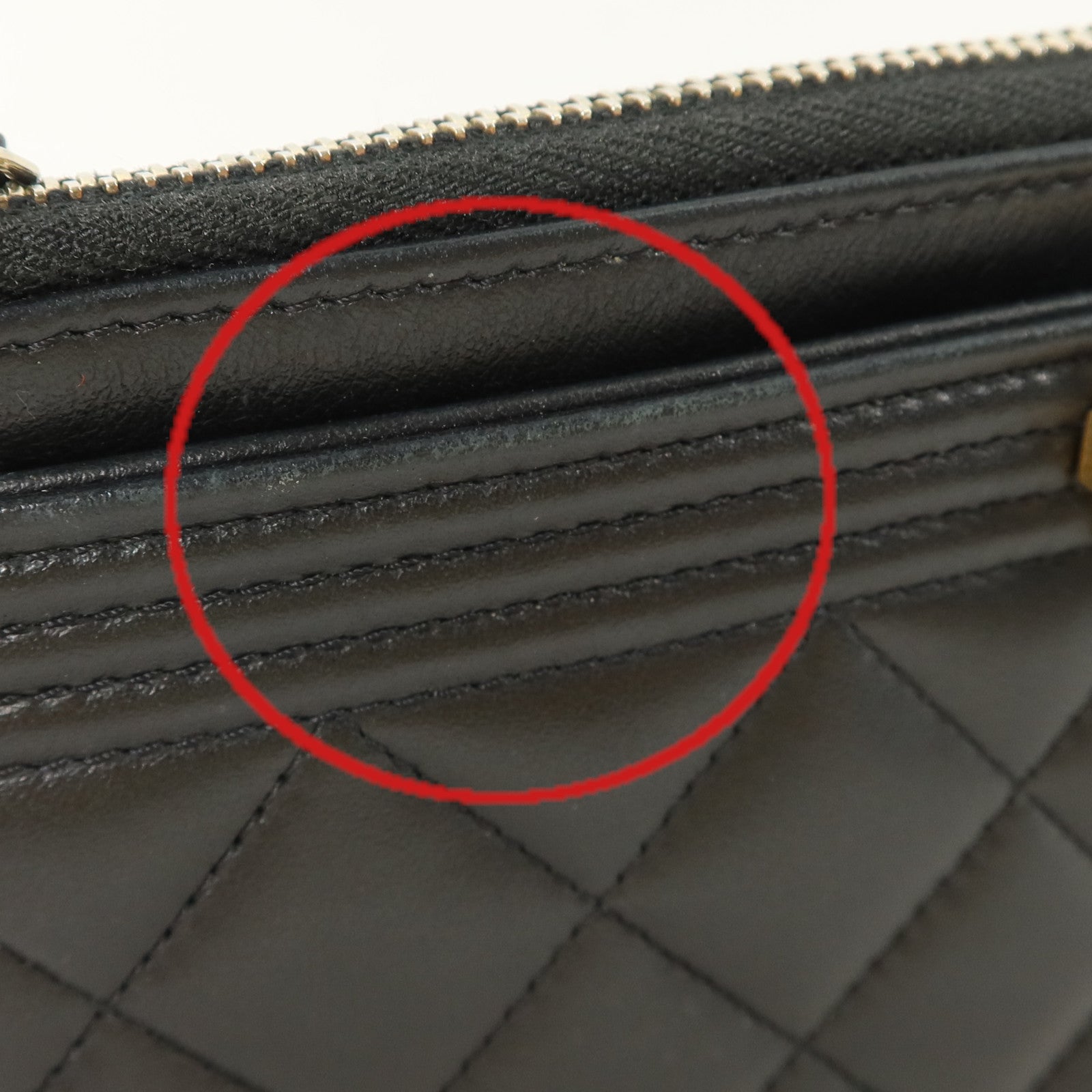 CHANEL 羊皮皮革Boy Chanel Zipper Long Wallet金扣長錢包