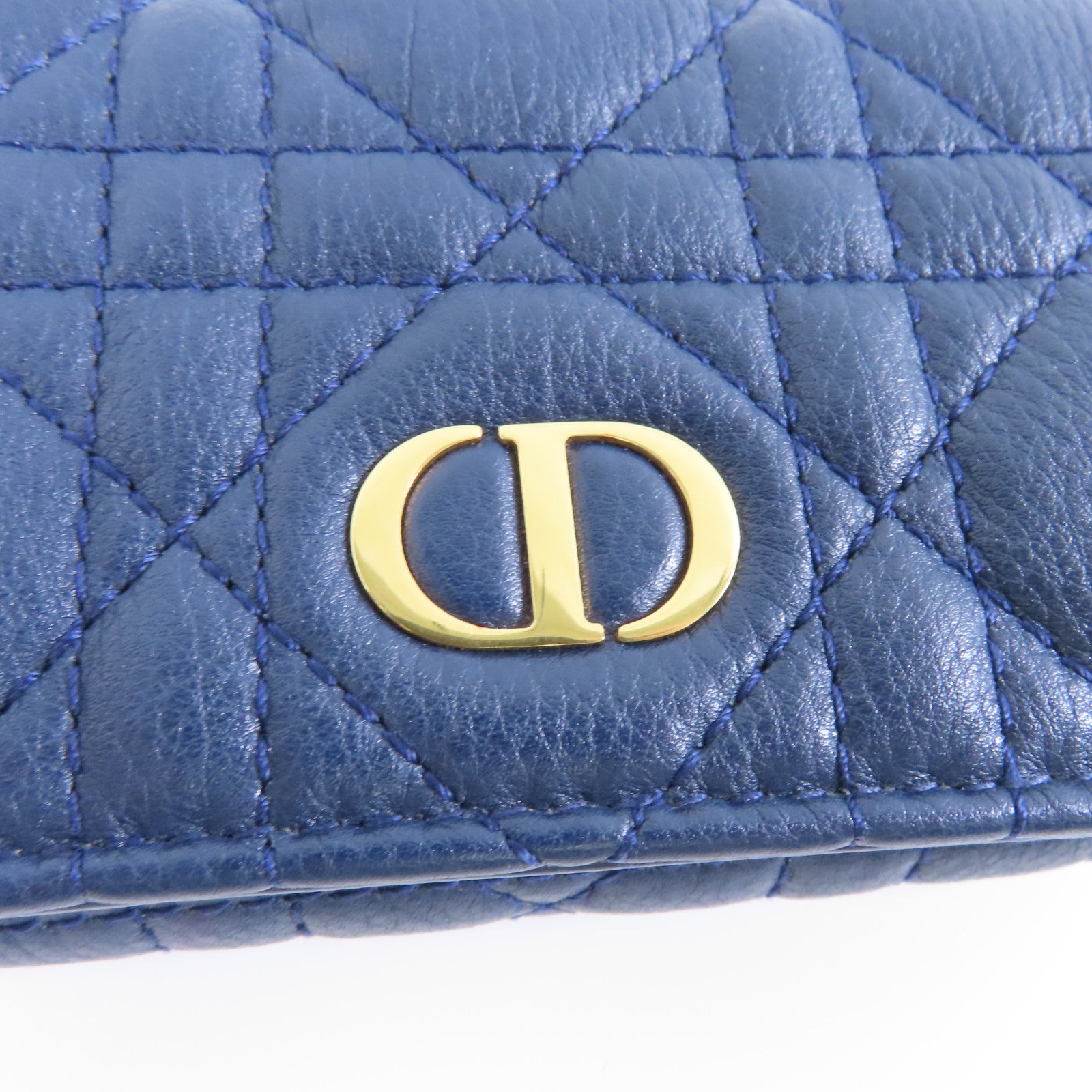 Dior 羊皮皮革Card Case金扣卡片套藍色
