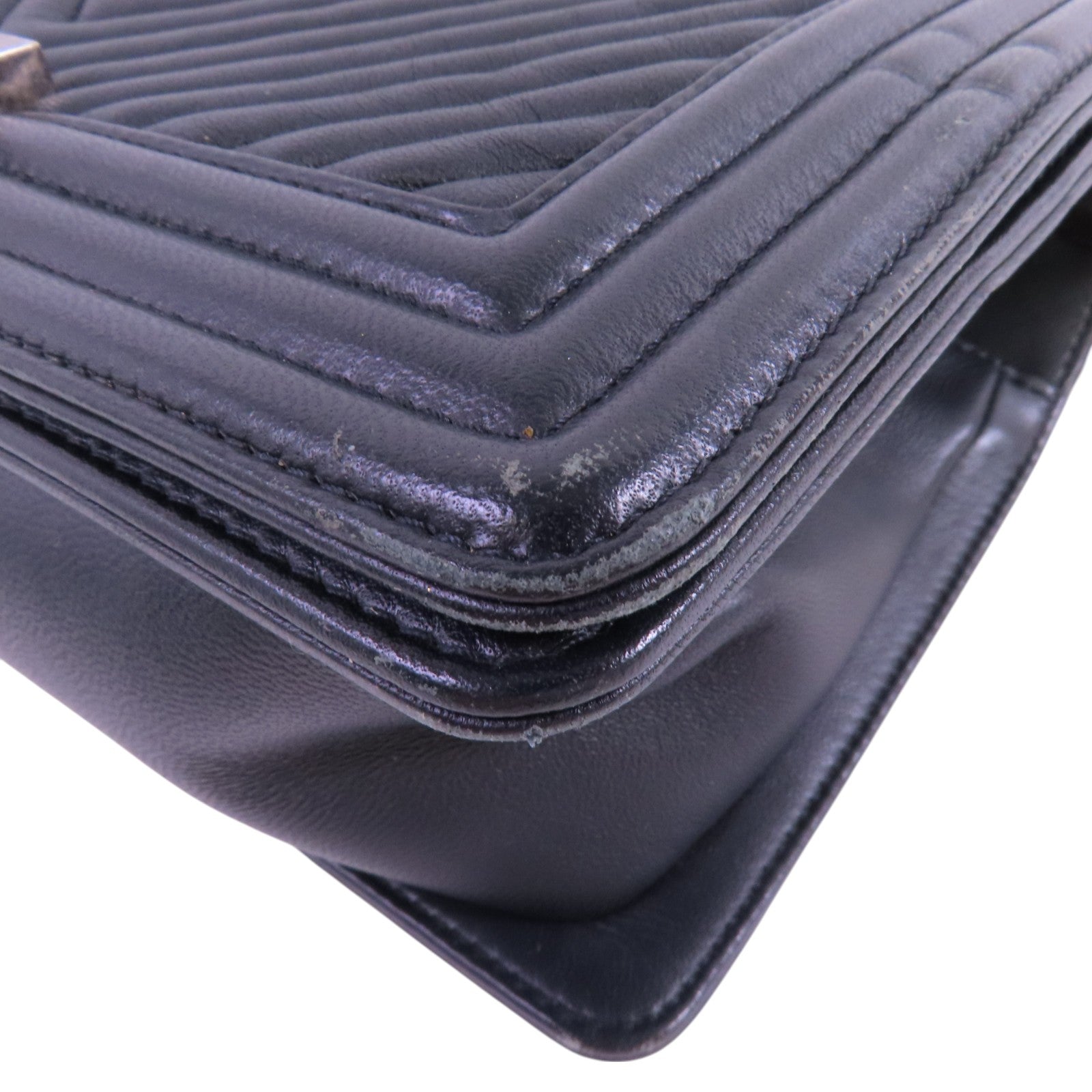 CHANEL 【激減優惠】羊皮皮革Boy 25銀扣鏈帶肩背袋