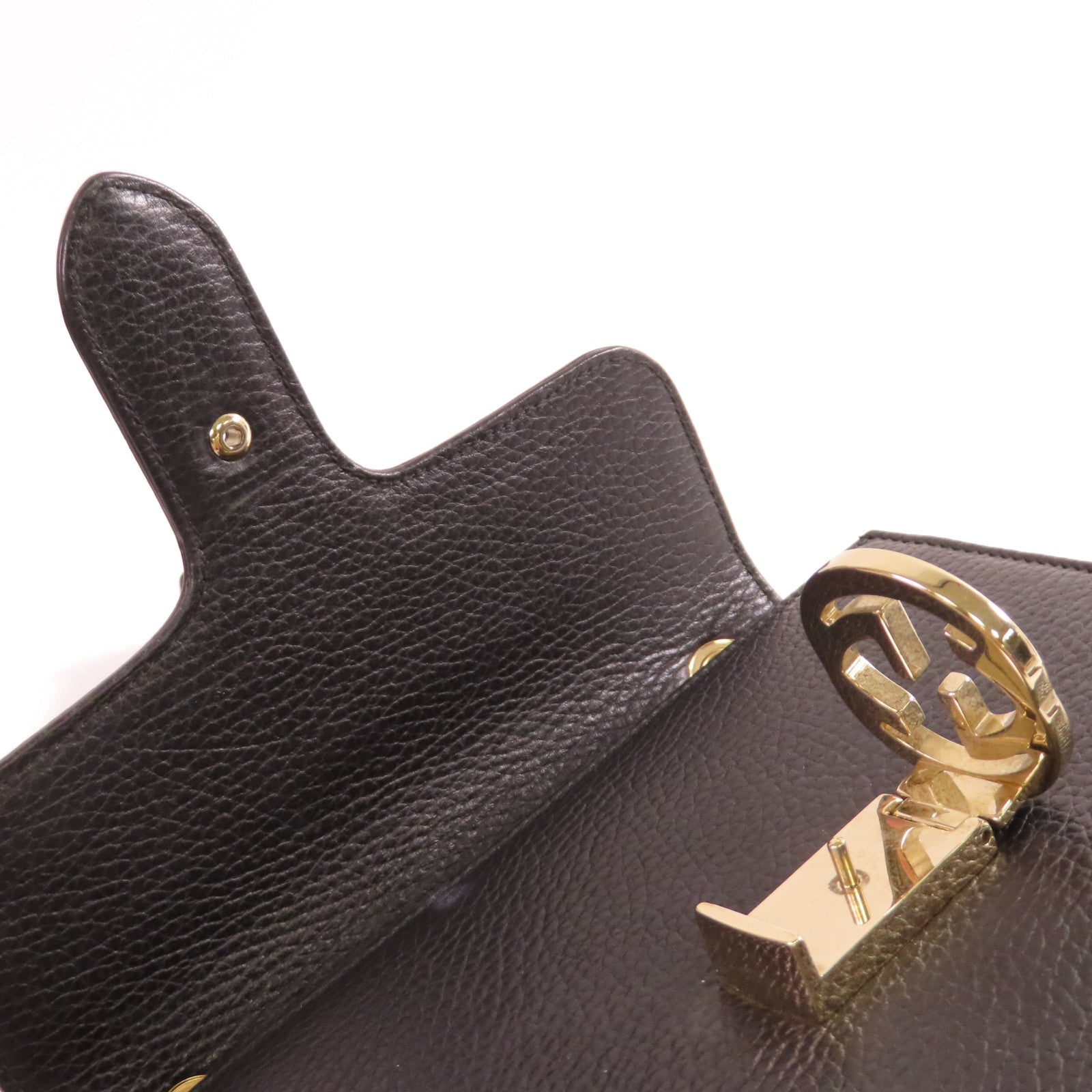 GUCCI 【激減優惠】牛皮皮革Interlocking GG Chain Shoulder Bag金扣鏈帶肩背袋黑色