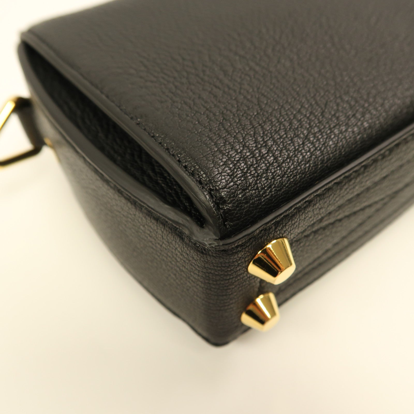 SELECTION 牛皮皮革Shoulder Bag金扣肩背袋黑色
