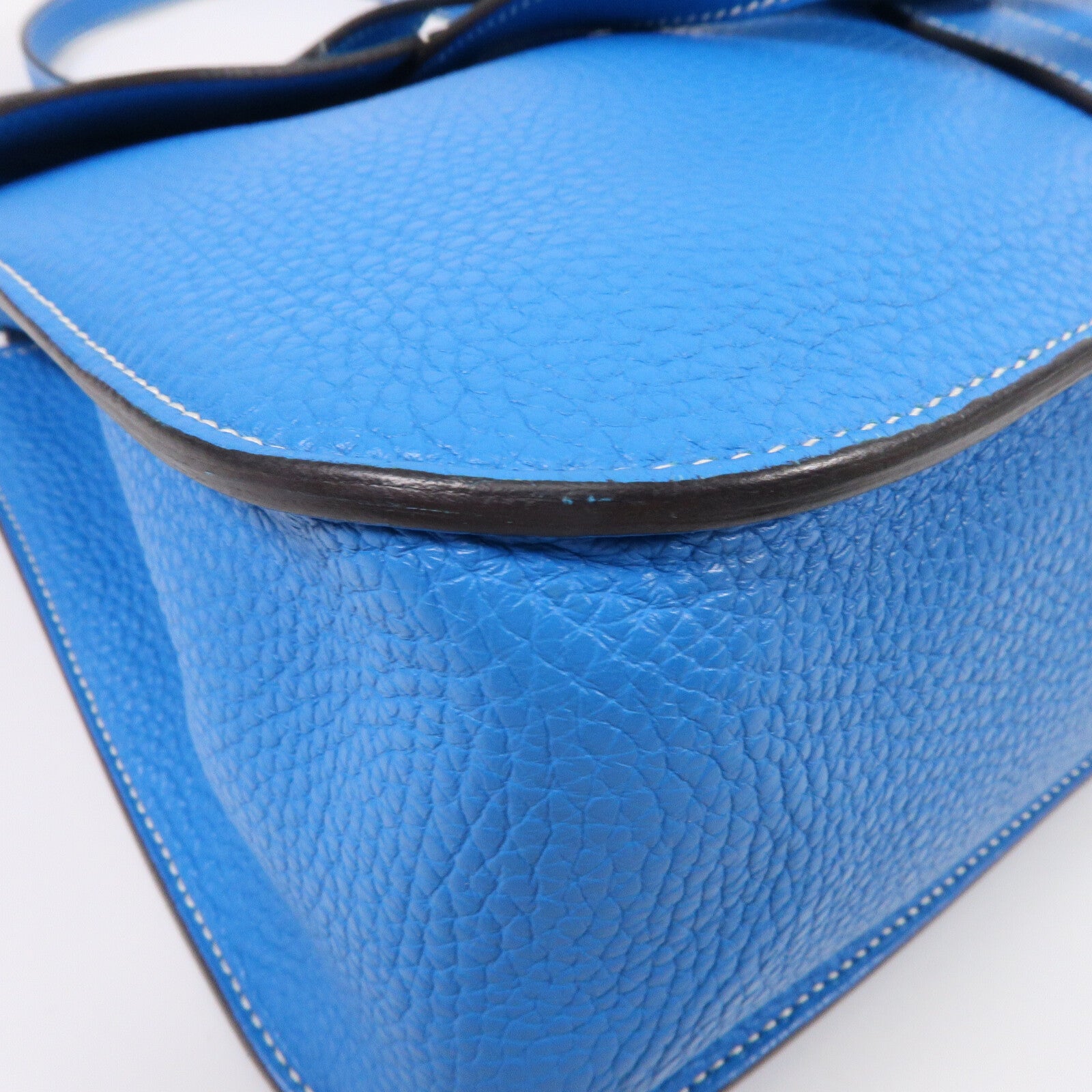 HERMES Clemence皮革Halzan 31手挽肩背兩用袋Bleu Zanzibar