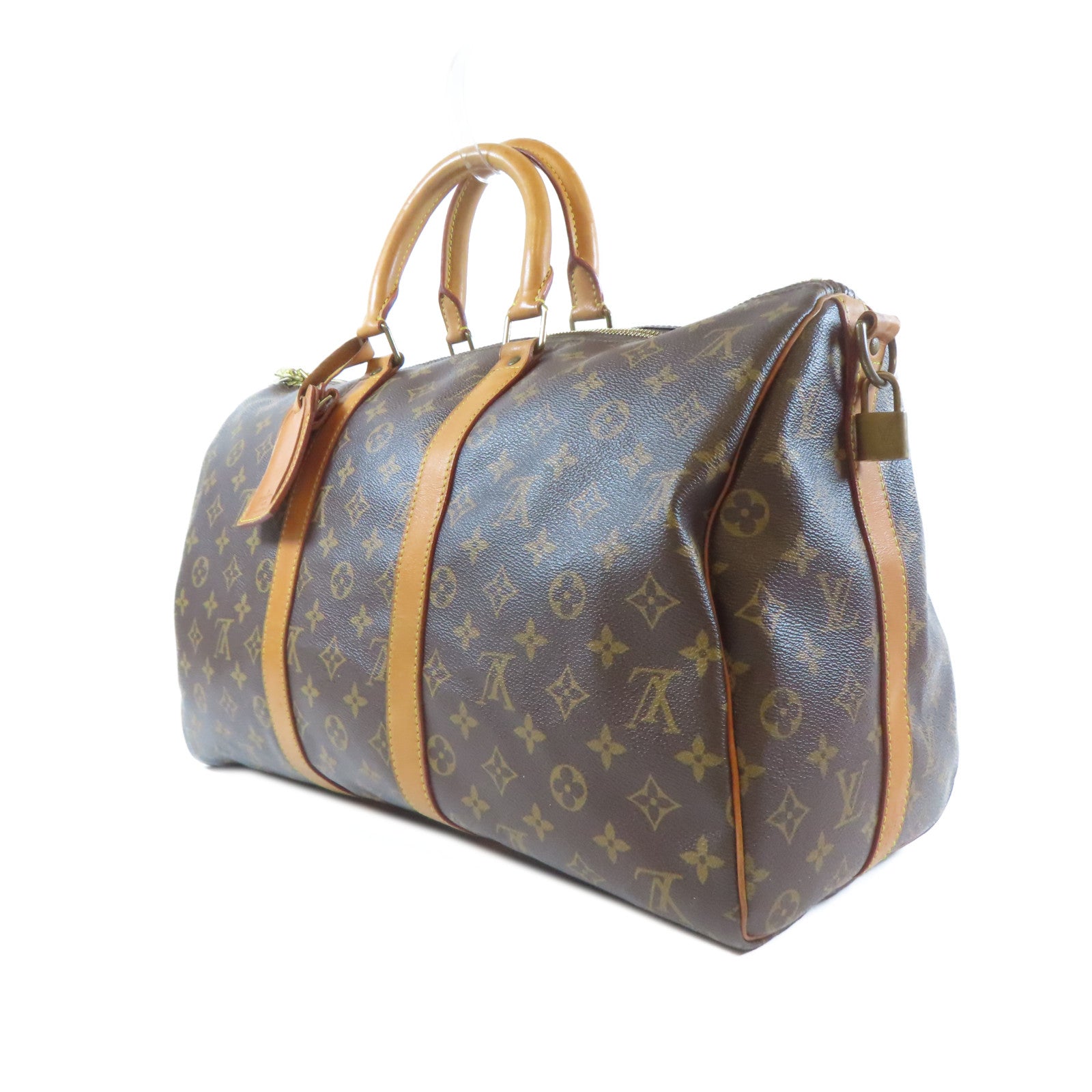 LOUIS VUITTON Monogram Keepall 45 Bandouliere金扣波士頓包啡色