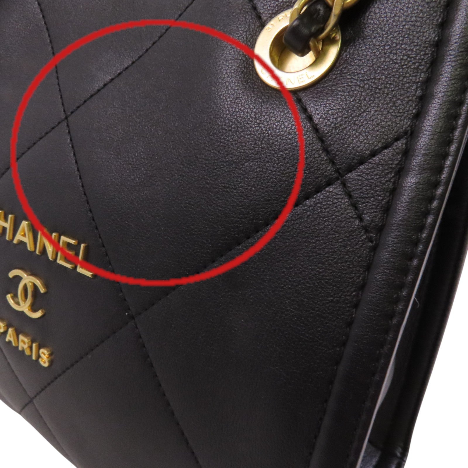 CHANEL 羊皮皮革Matelasse金扣鏈帶肩背袋