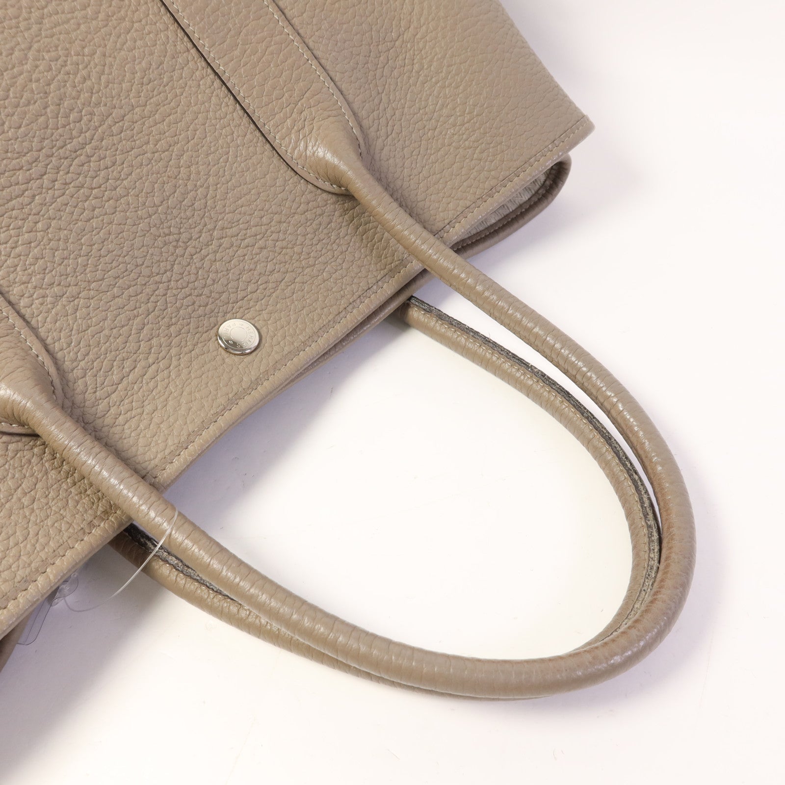 HERMES 【激減優惠】Country皮革Garden Party PM銀扣手挽袋Gris Asphalt