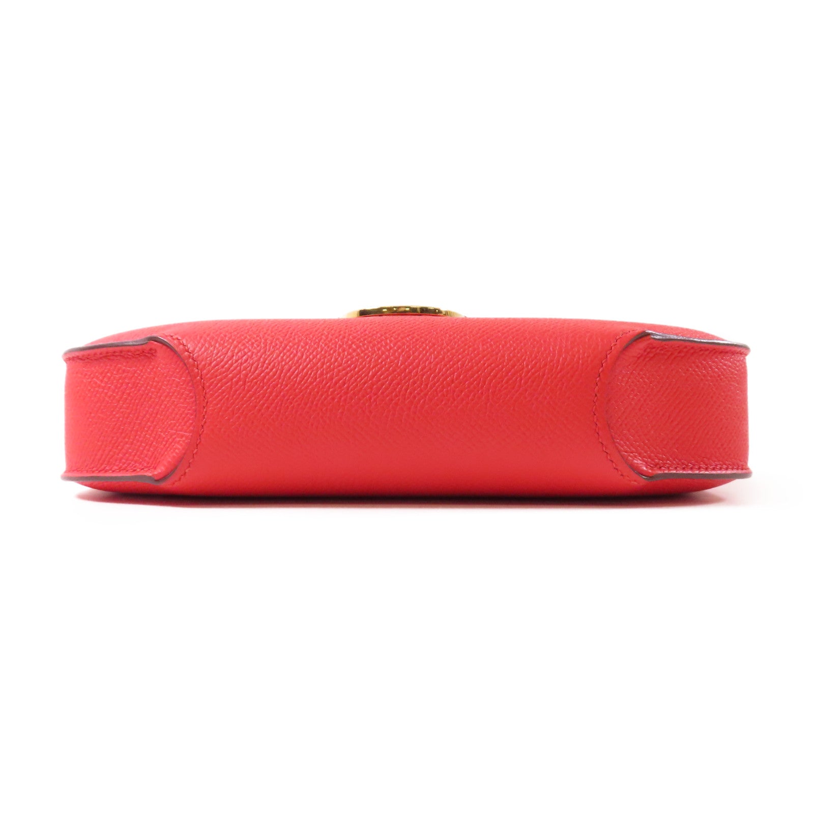 HERMES Epsom皮革Mini Cherche金扣手拿包紅色