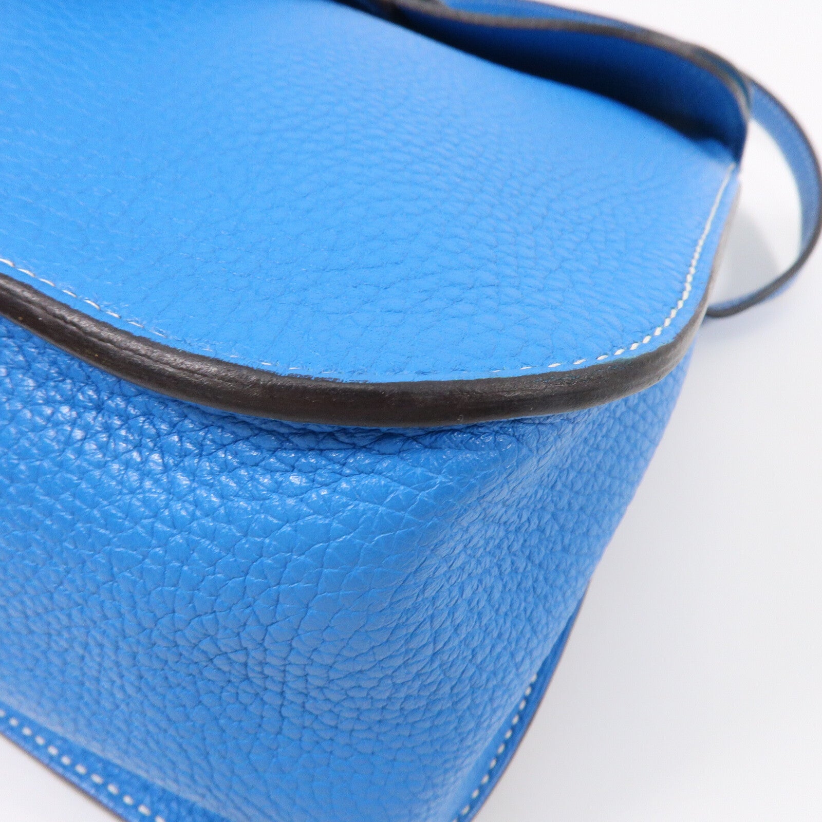 HERMES Clemence皮革Halzan 31手挽肩背兩用袋Bleu Zanzibar
