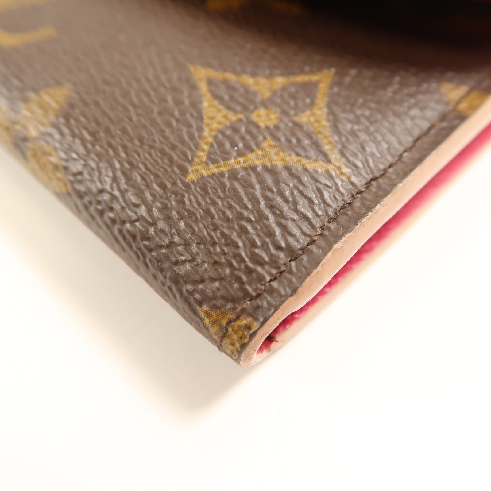 LOUIS VUITTON Monogram Emilie金扣長錢包棕色/粉紅色