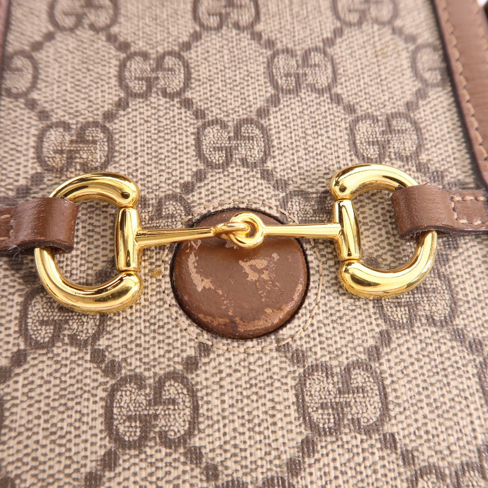 GUCCI 塗層帆布Horsebit 1955 Mini金扣肩背袋